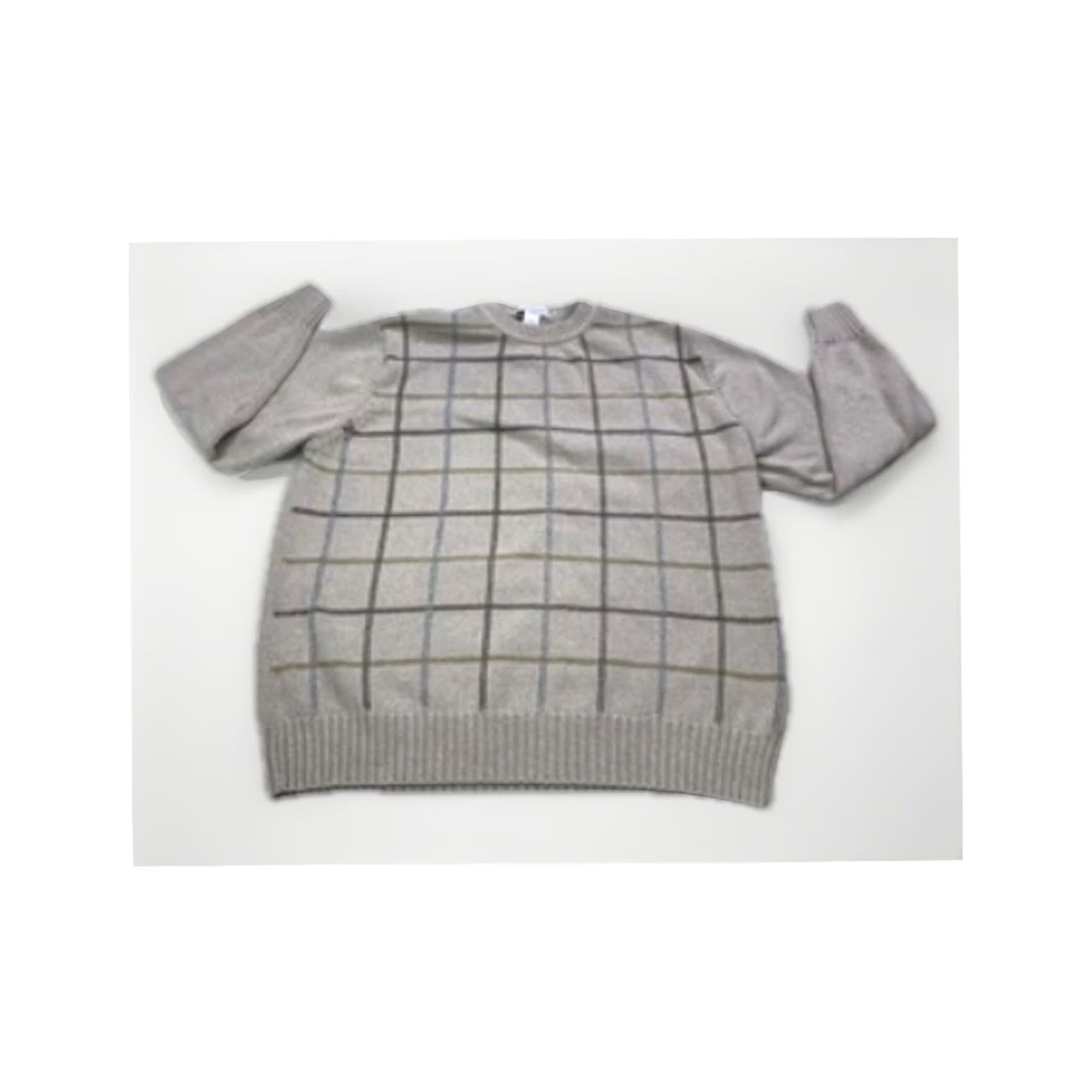 Geoffrey Beene VINTAGE Geoffrey Beene Mens XL Sweater Knit 100% Cotton Beige Crew Neck Long Sleeve Geometric Square Knit Pullover Casual Winter Size US XL / EU 56 / 4 - 2 Thumbnail