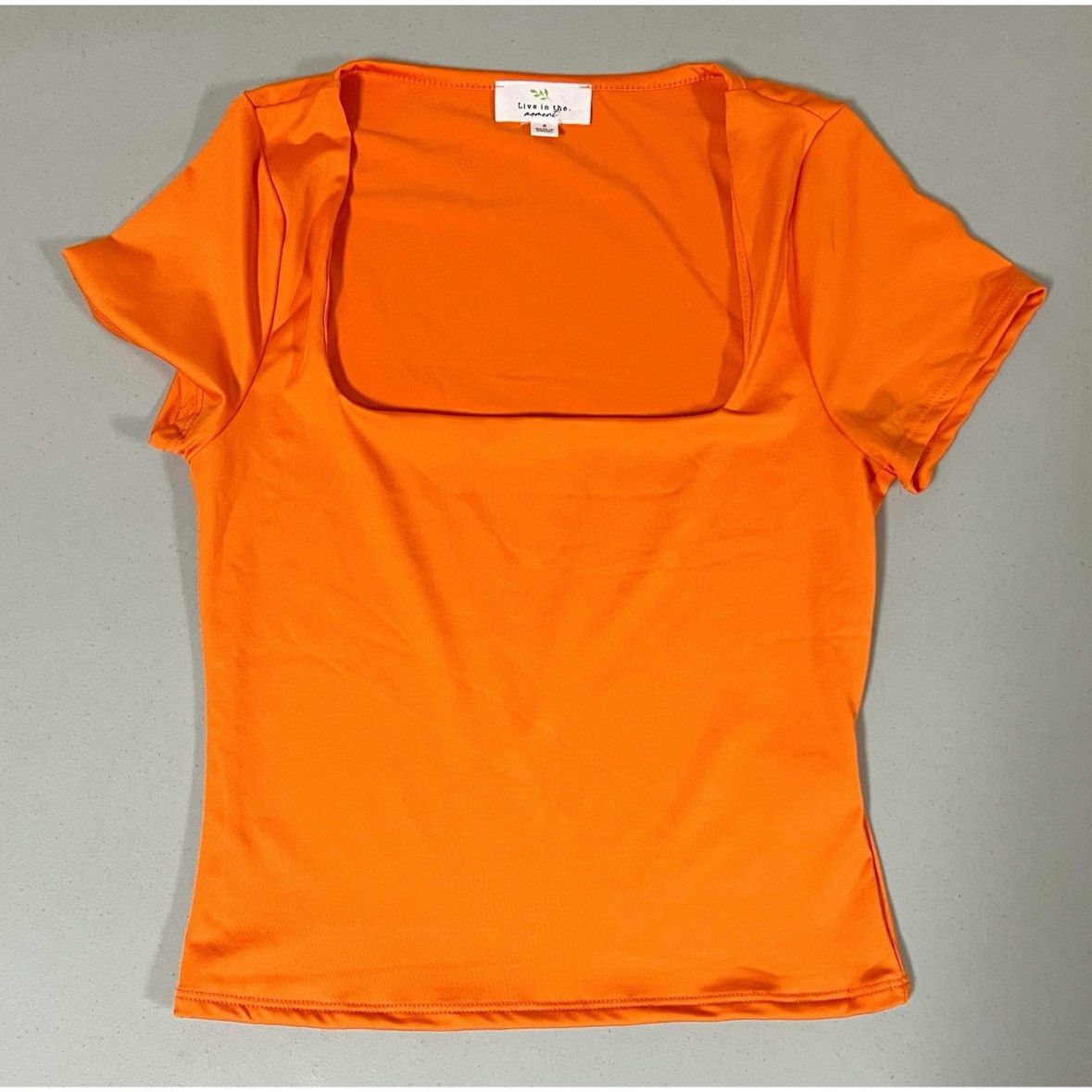 Japanese Brand Orange Square-Neck Short Sleeve Shirt Top Blouse Size S 🧡✨ Size S / US 4 / IT 40 - 1 Thumbnail