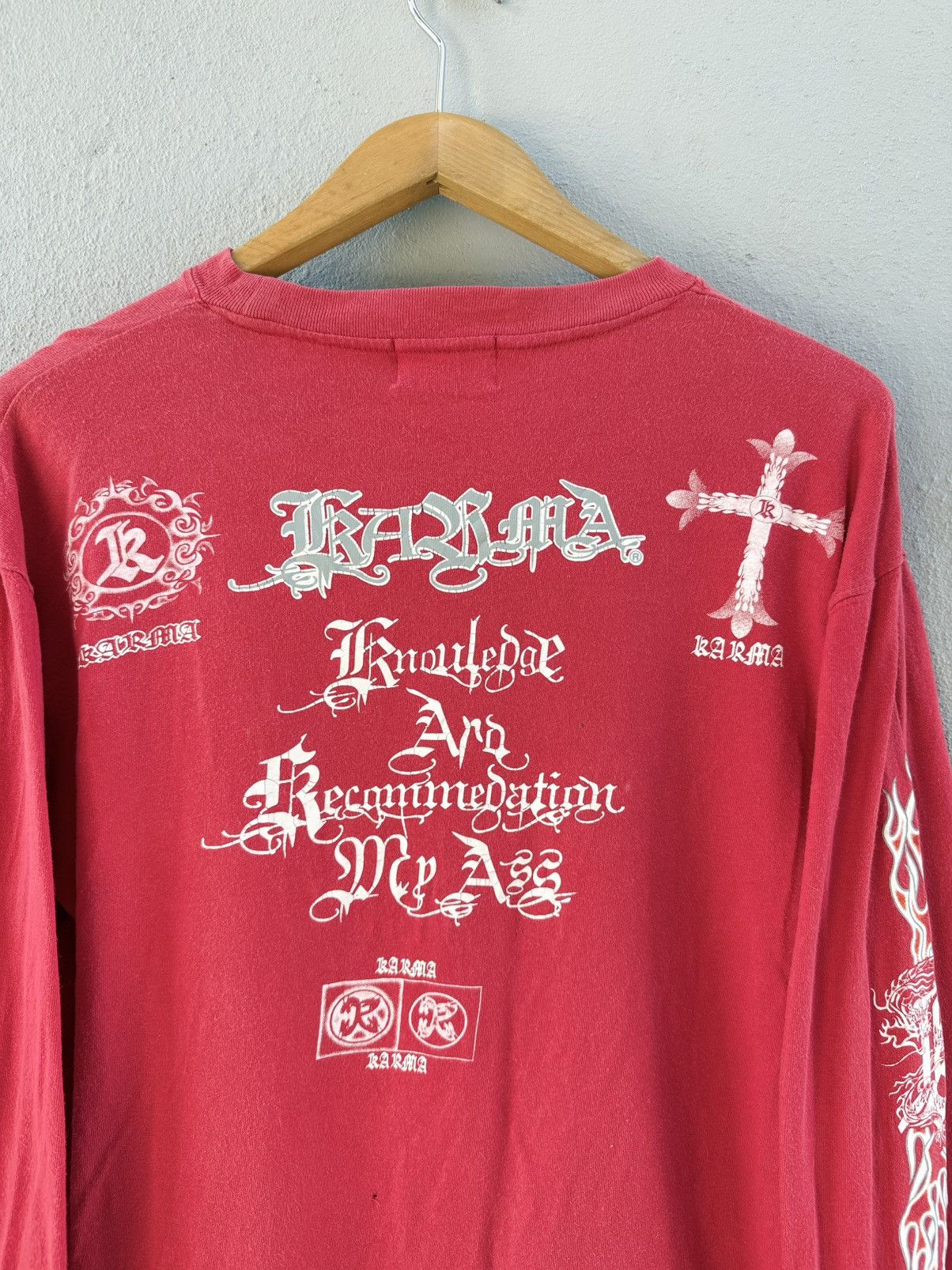 West Coast Choppers Thrashed Vintage Karma Flame Japan Streetwear LS Faded Tee Size US L / EU 52-54 / 3 - 3 Thumbnail