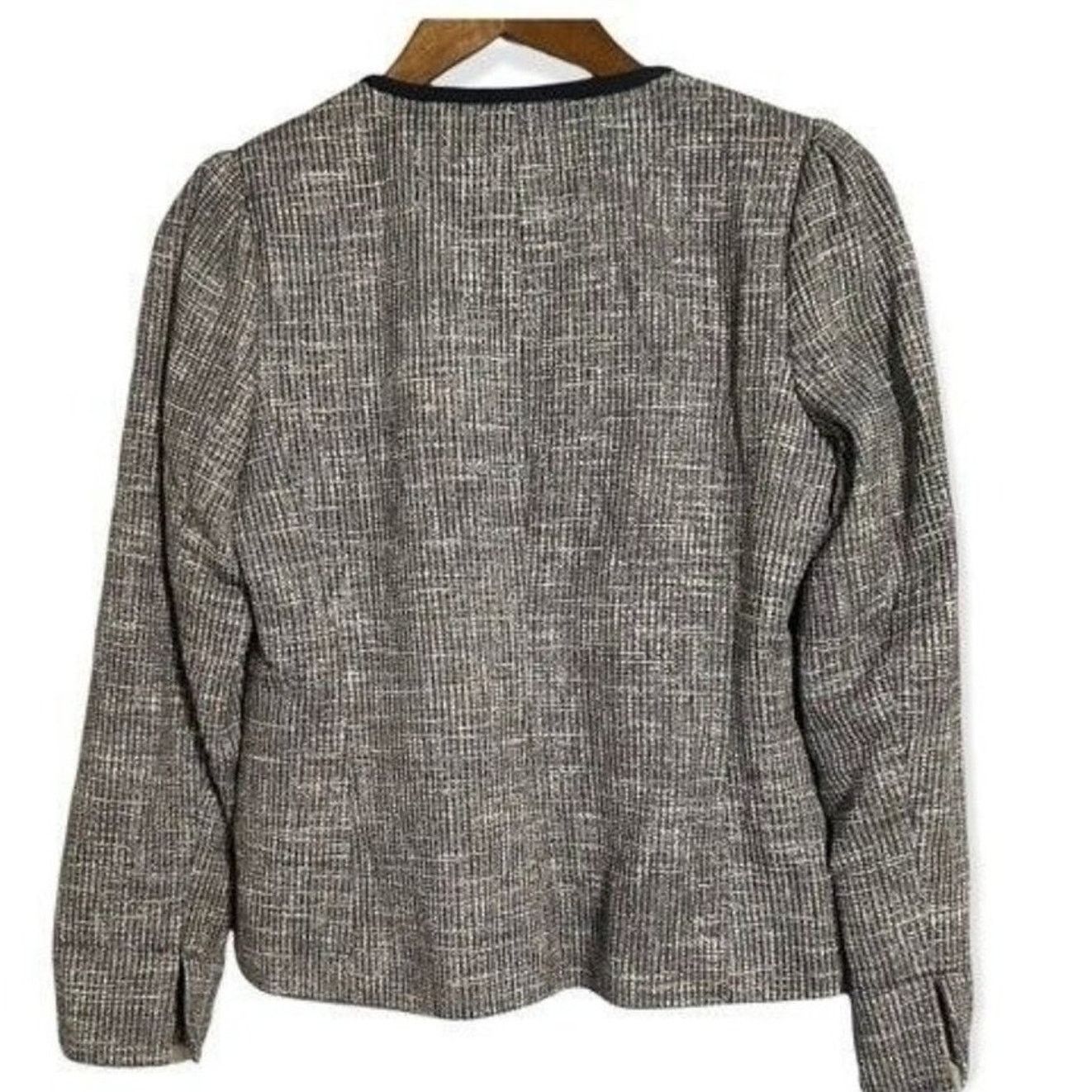 & Other Stories Doncaster Tweed Jacket Small Navy Trim Ruffle Fringe Blazer Size S / US 4 / IT 40 - 3 Thumbnail