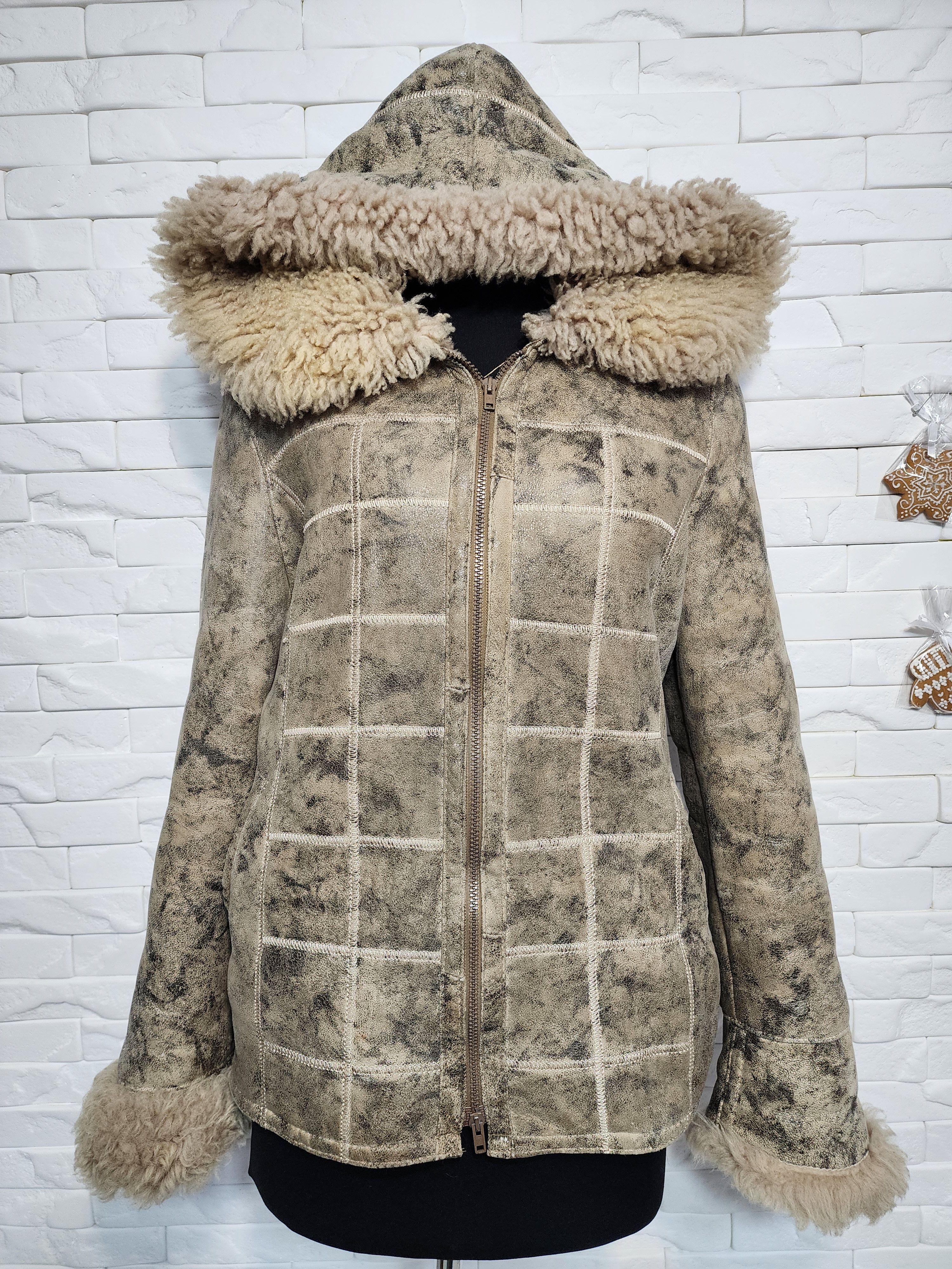 Furla Brown Sheepskin Coat: Women's Fur Hooded Winter Jacket Size L / US 10 / IT 46 - 1 Thumbnail