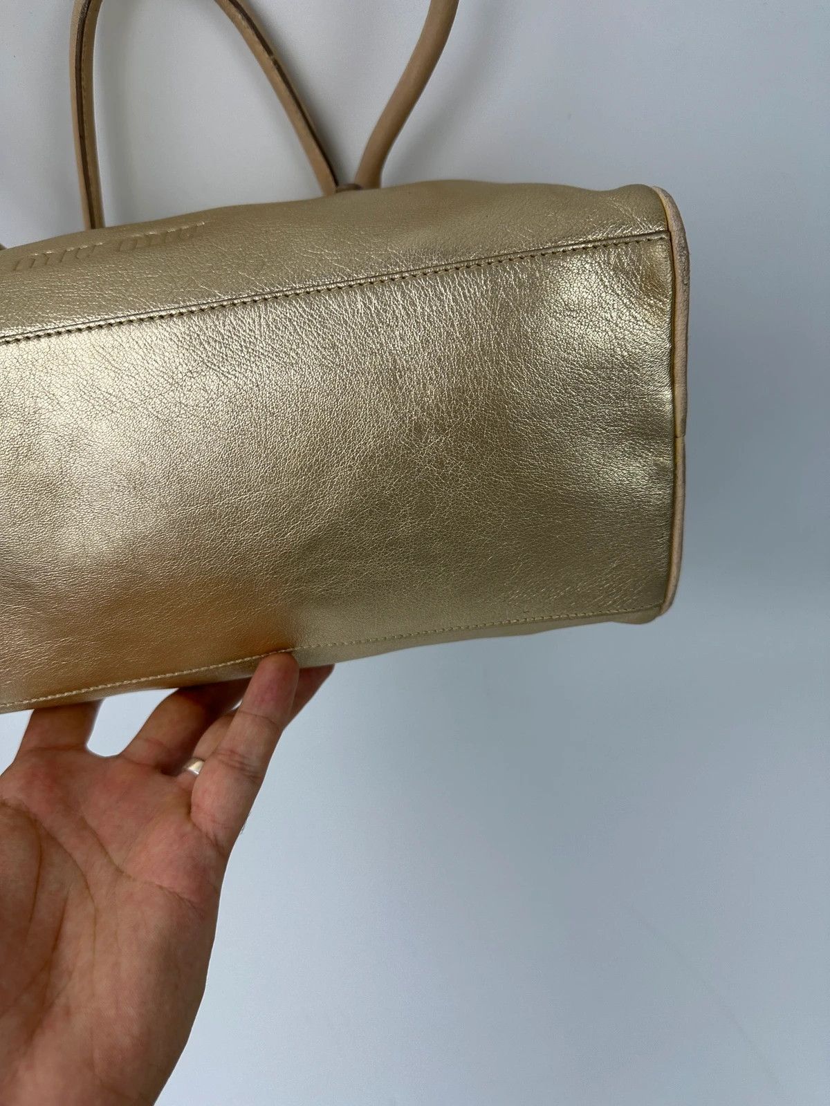 Miu Miu Miu Miu 90’s Gold Leather Shiny Boston Handbag ShoulderBag Size ONE SIZE - 6 Thumbnail