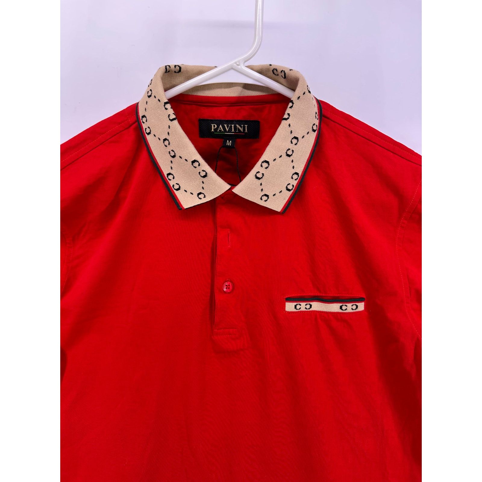 & Other Stories Pavini Red Polo With Brown CC Accents Size Medium Size US M / EU 48-50 / 2 - 5 Thumbnail