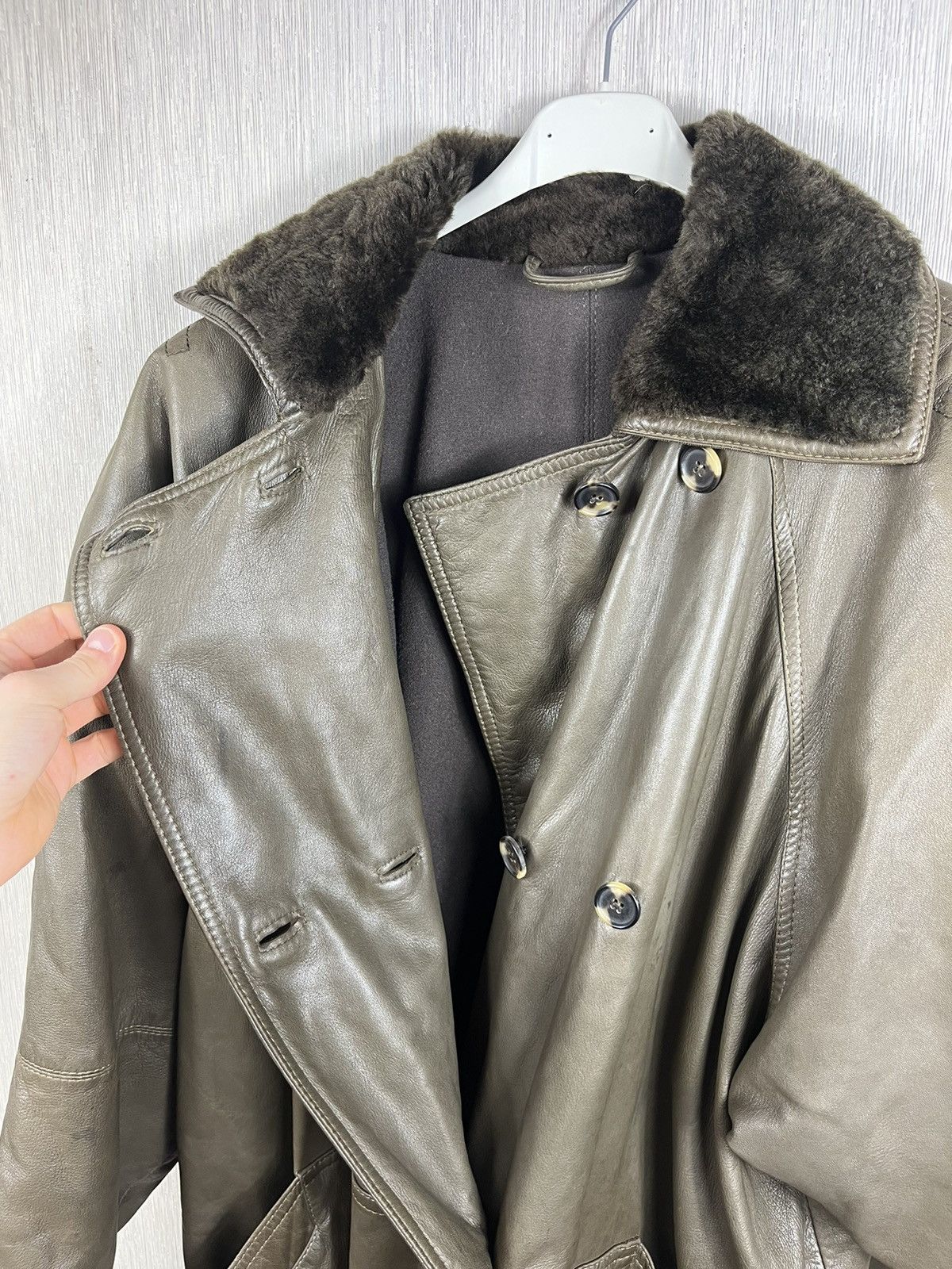 Versace × Vintage Vintage Gianni Versace leather double-breasted coat jacket Size US XL / EU 56 / 4 - 21 Thumbnail