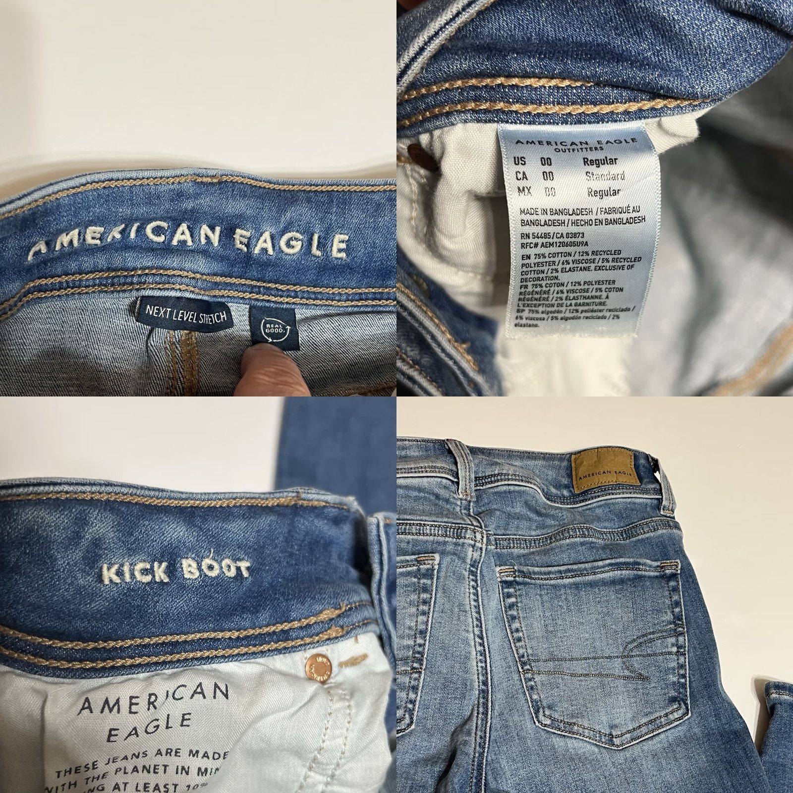 American Eagle Outfitters American Eagle Kick Boot Jeans Women's 00 Reg 25x31 Blue Size 24" / US 00 / IT 34 - 8 Thumbnail