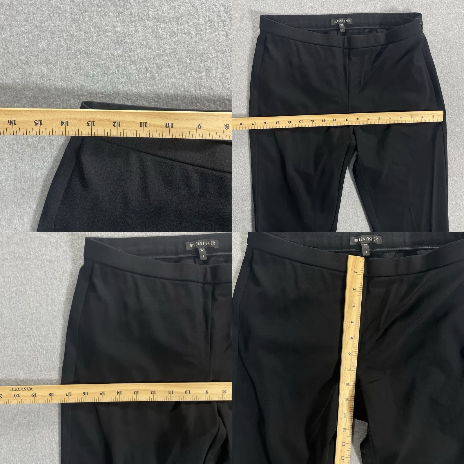 Eileen Fisher VINTAGE Eileen Fisher Pants Size 2 Stretch Ankle Straight Womens Black Made In USA Zip Size 26" / US 2 / IT 38 - 8 Thumbnail
