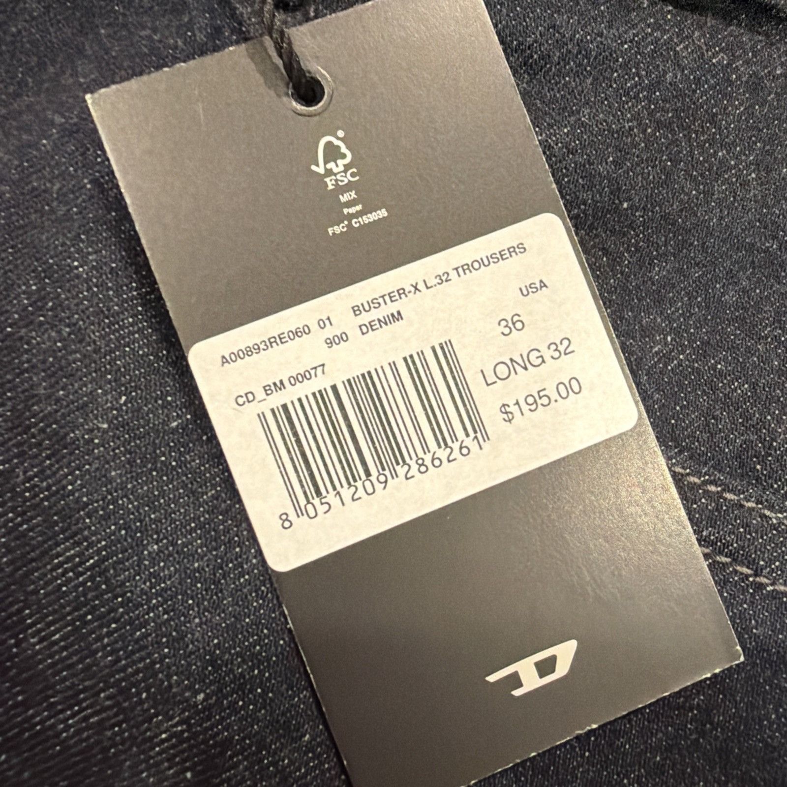 Diesel Diesel Mens Buster Tapered Jeans RE060 Blue Size 36/32 Size US 36 / EU 52 - 7 Thumbnail