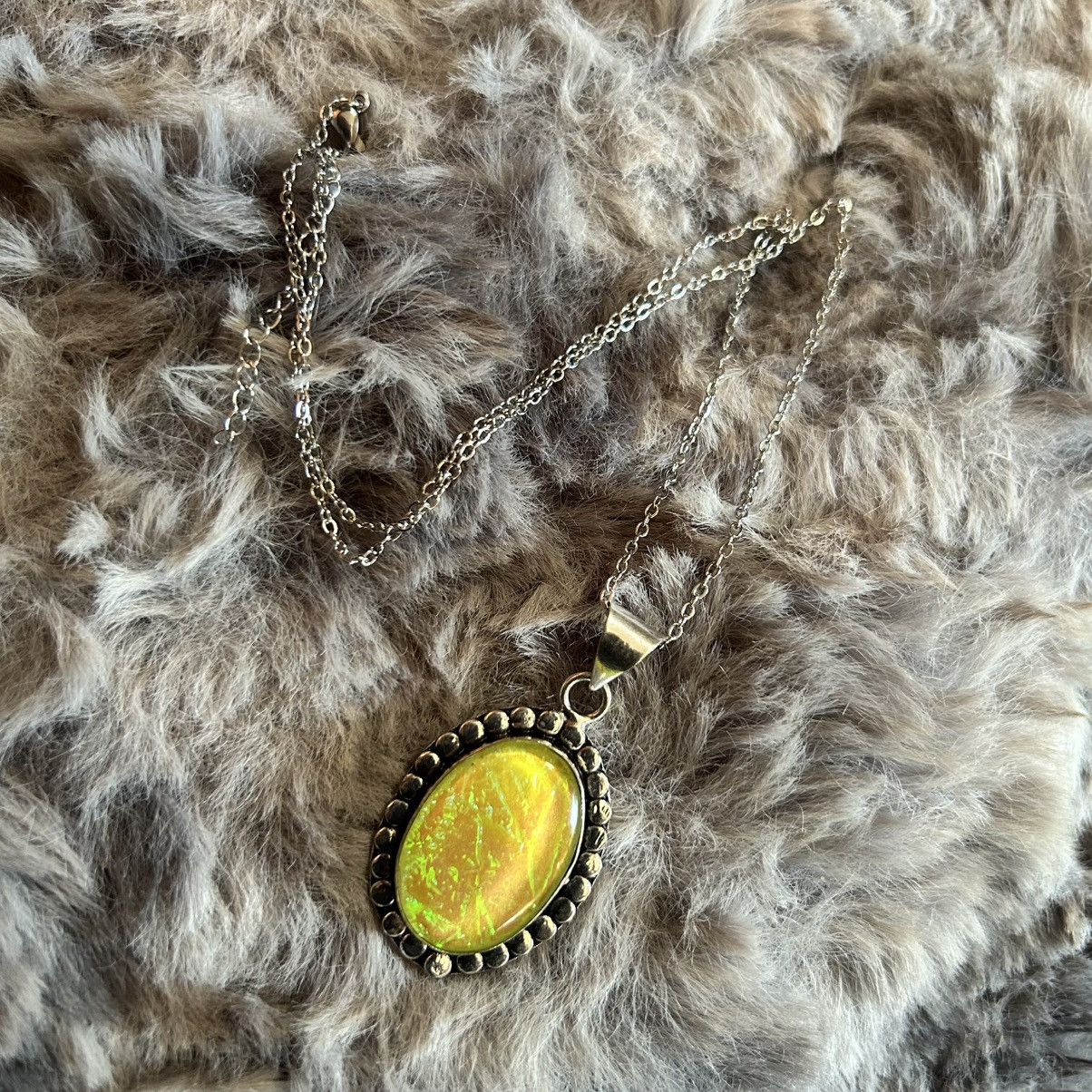 Handmade Handcrafted simulated opal framed 925 sterling necklace Size ONE SIZE - 8 Thumbnail