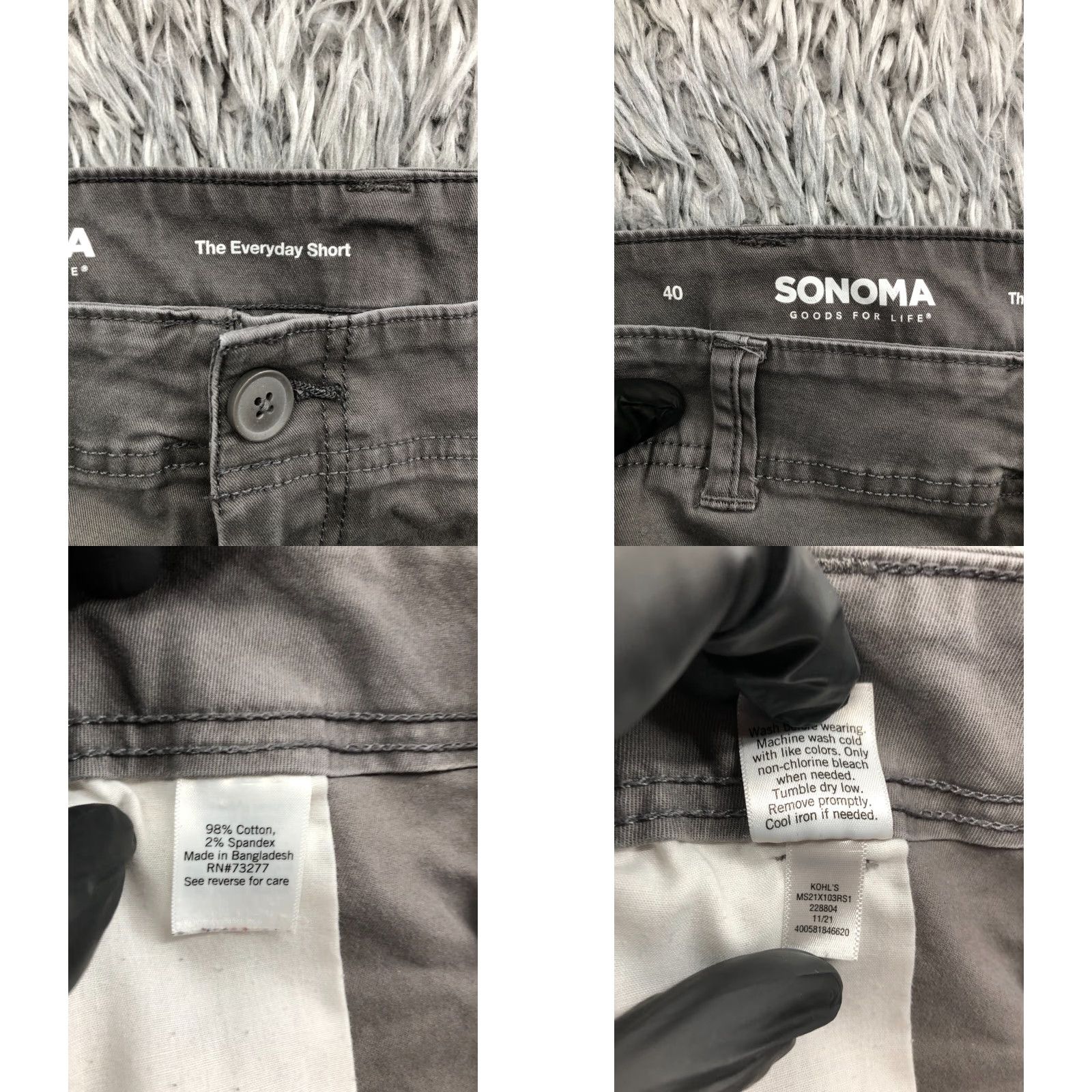 Vintage Sonoma Cargo Shorts Mens Size 40 Medium Wash Gray 5-Pocket Design Belt Loops Regular Front Flat Rise Mid 10 in Cotton Blend Size US 40 / EU 56 - 8 Thumbnail