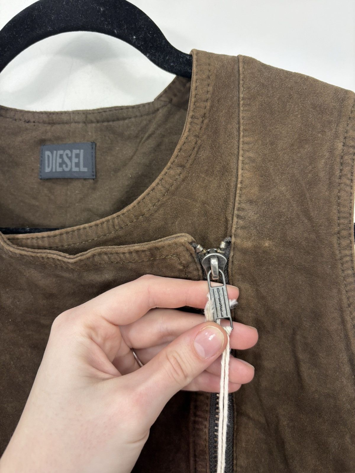 Diesel Diesel L-Zoe NWT Women’s Brown Suede Leather Vest Jacket Size L / US 10 / IT 46 - 7 Thumbnail