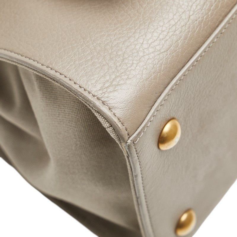 Saint Laurent Paris Saint Laurent Leather Canvas Muse Two Shoulder Bag Gray Size ONE SIZE - 10 Thumbnail