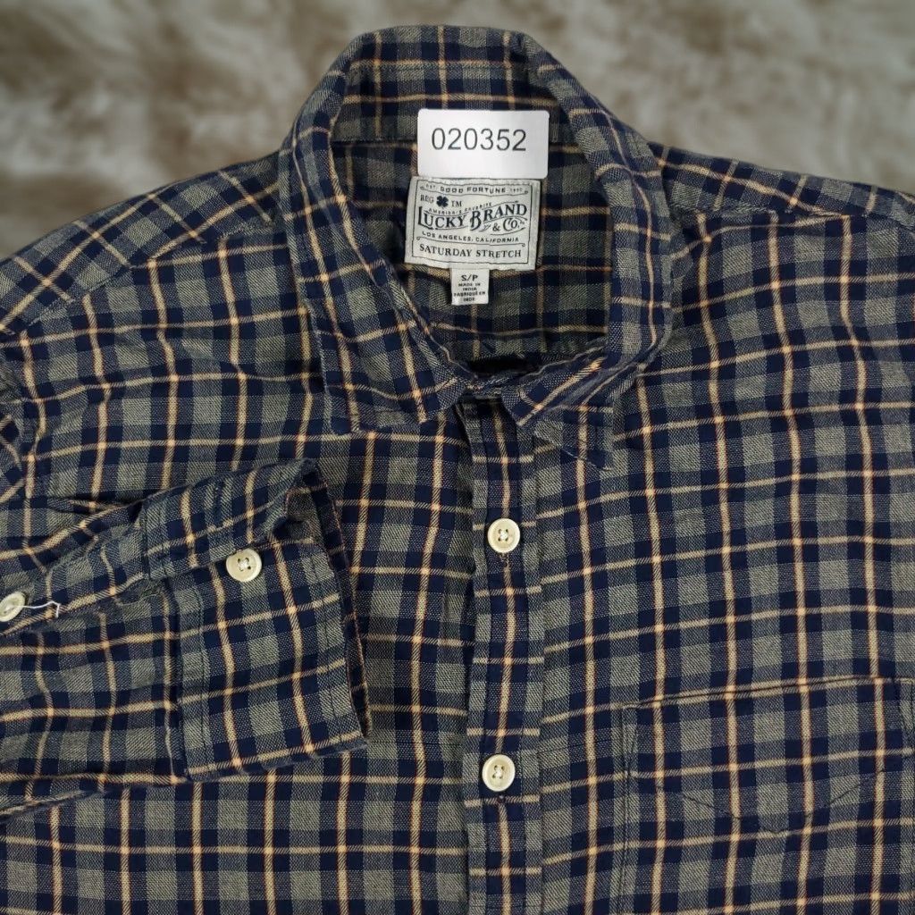 Lucky Brand Lucky Brand Shirt Mens Small Gray Blue Plaid Button-Up Long Sleeve Size US S / EU 44-46 / 1 - 1 Thumbnail