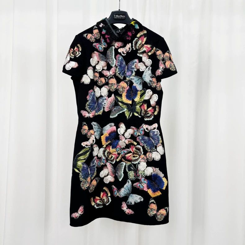 Valentino Valentino Heavy work embroidered butterfly nail bead wool Size S / US 4 / IT 40 - 1 Thumbnail