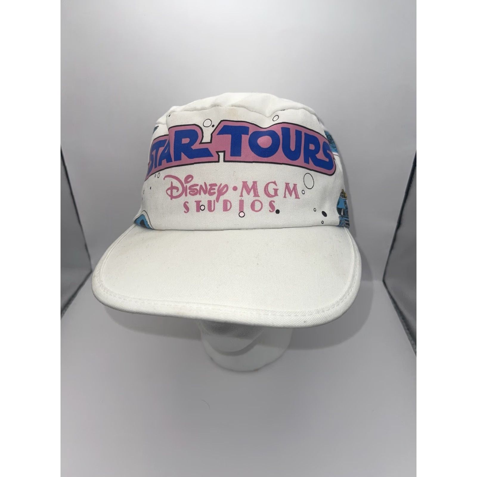 Disney VINTAGE Star Tours Hat Disney Baseball Cap R2-D2 C3PO MGM Studios Disneyland Star Wars White Snapback Men One Size Size ONE SIZE - 6 Thumbnail