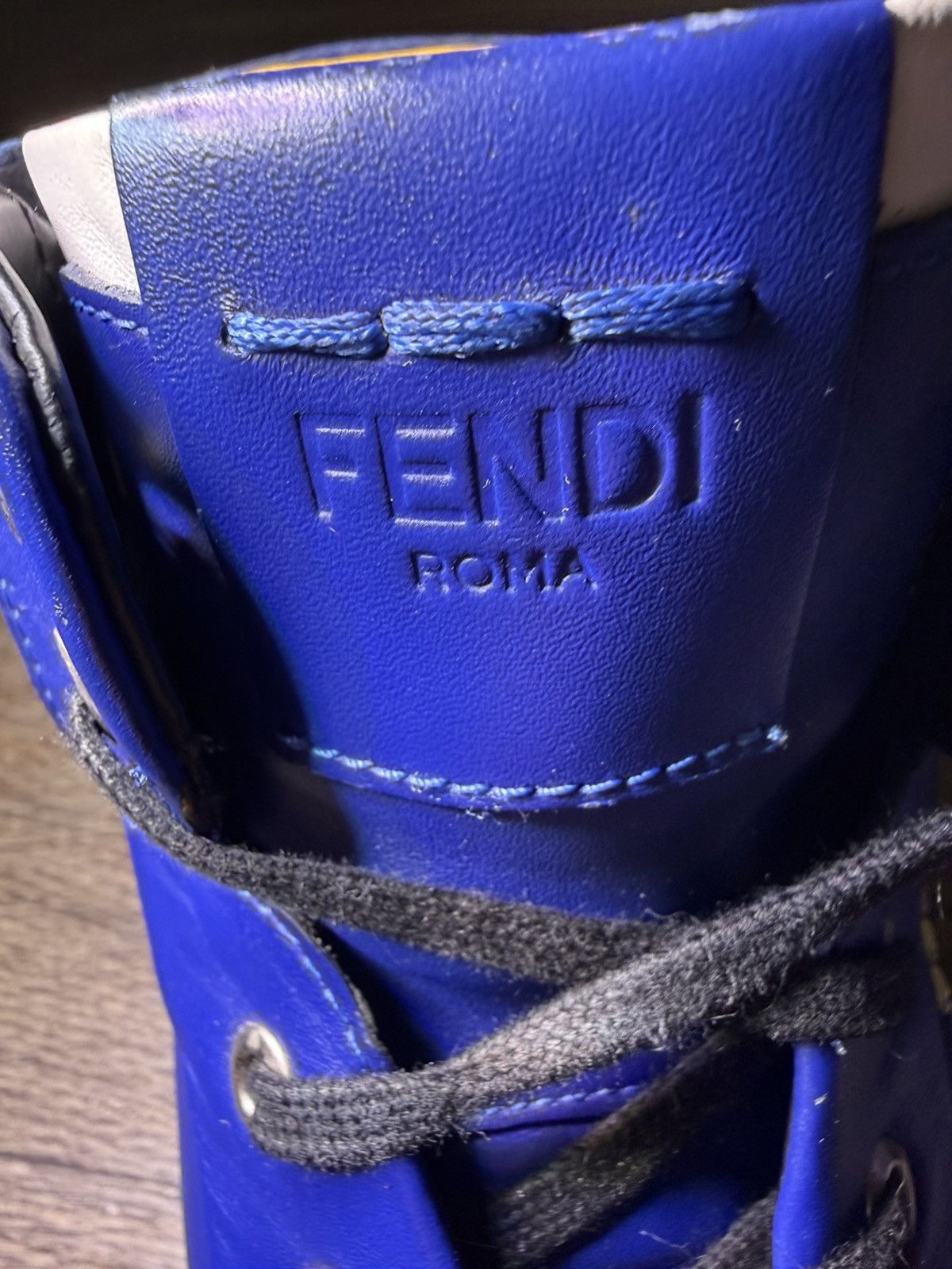 Fendi Fendi High-Top Sneakers - Blue Leather & Suede - Size 12 Size US 12 / EU 45 - 7 Thumbnail