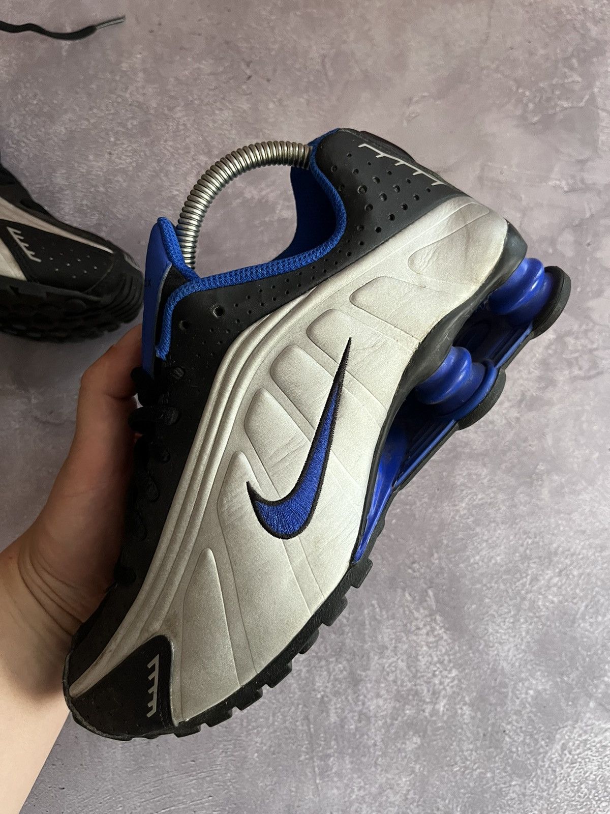 Nike Nike Shox R4 ’Metallic Silver Racer Blue’ vintage y2k bloke Size US 6 / EU 39 - 7 Thumbnail