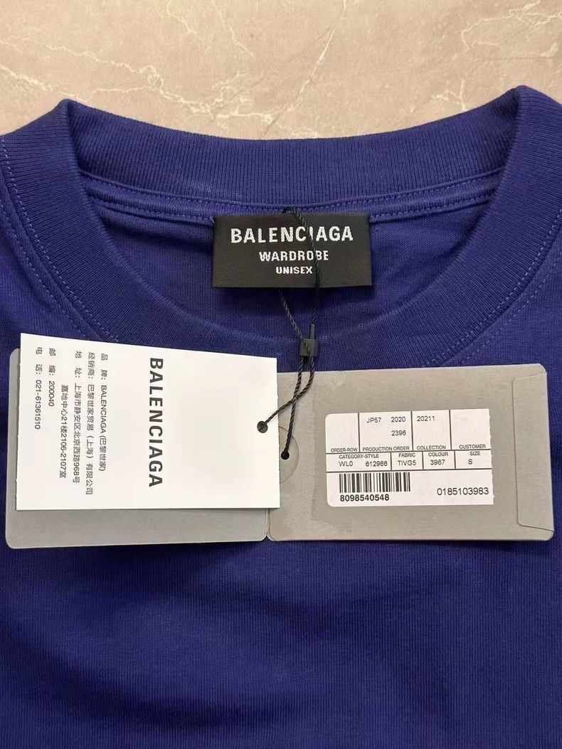 Balenciaga Balenciaga Blue Logo Short Sleeve Size US S / EU 44-46 / 1 - 5 Thumbnail