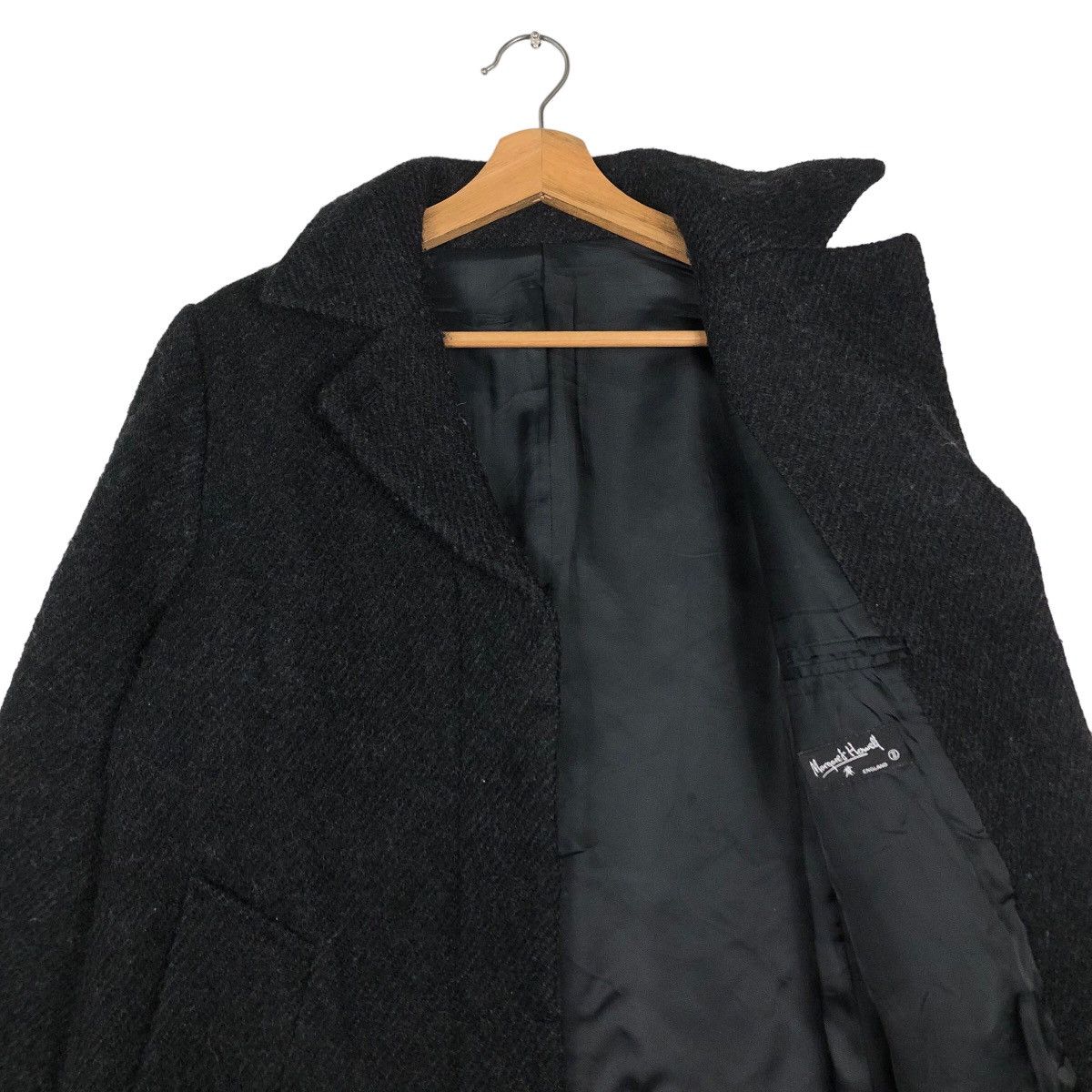 Japanese Brand 🔥Rich Black - Long Fly Coats Wool Herringbone MHL England Size US M / EU 48-50 / 2 - 12 Thumbnail