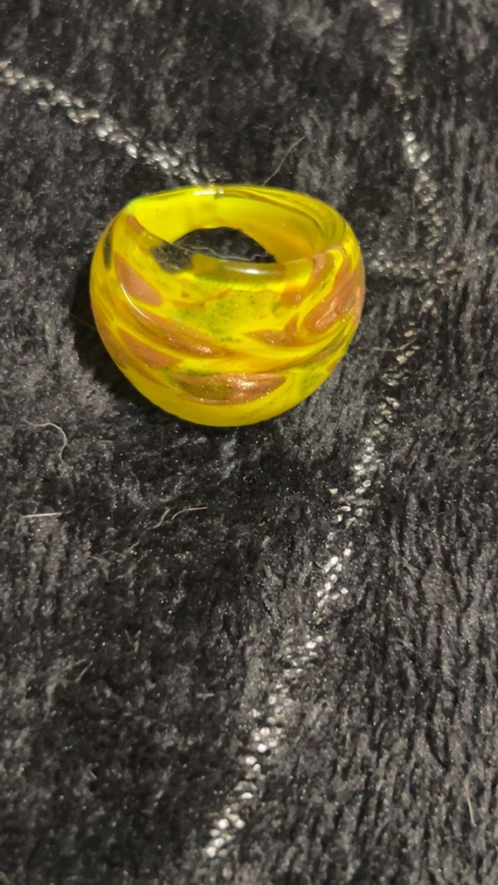 The Unbranded Brand Women's Yellow Brown Swirl Glass Ring One Size Size ONE SIZE - 2 Thumbnail