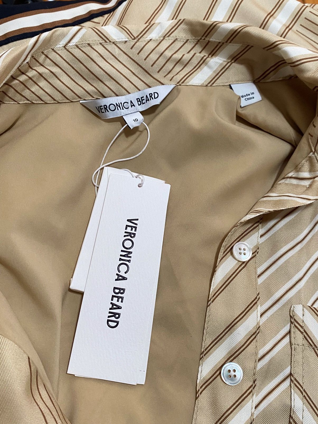 Veronica Beard Veronica Beard Pryce Striped Silk-Blend Shirtdress size 10 Size L / US 10 / IT 46 - 14 Thumbnail