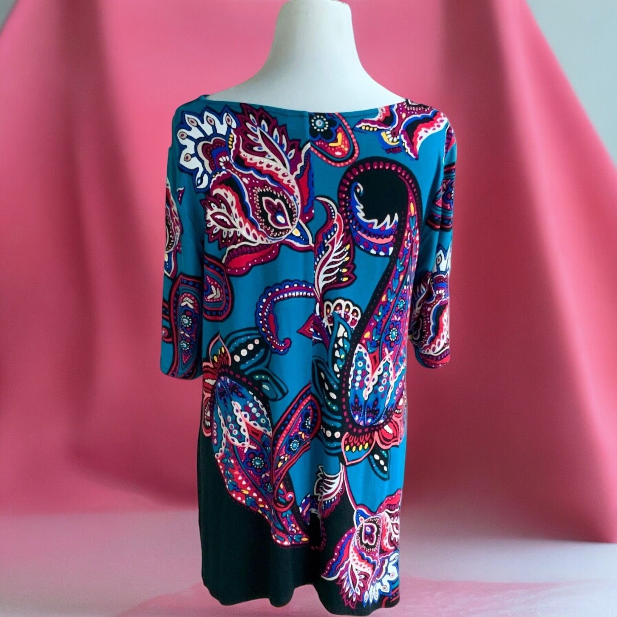 Designer Dana Buchman Short Sleeve Paisley Print Tunic Medium Size M / US 6-8 / IT 42-44 - 5 Thumbnail