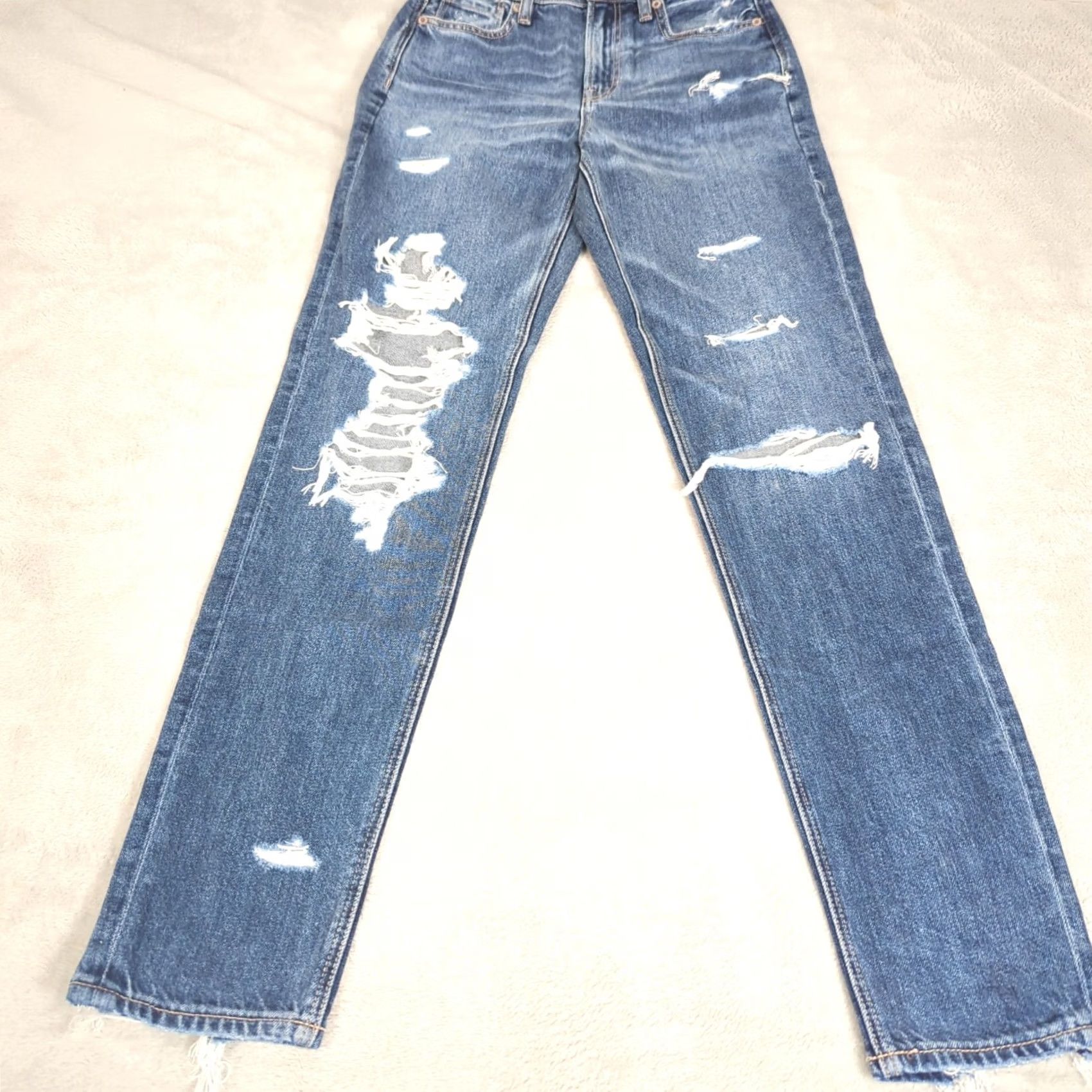 American Eagle Outfitters NEW Threat Whiskey Factory Distressed Mom Ankle Jeans Mens Truck Size Reset Ordered Boutique Size 24" / US 00 / IT 34 - 7 Thumbnail