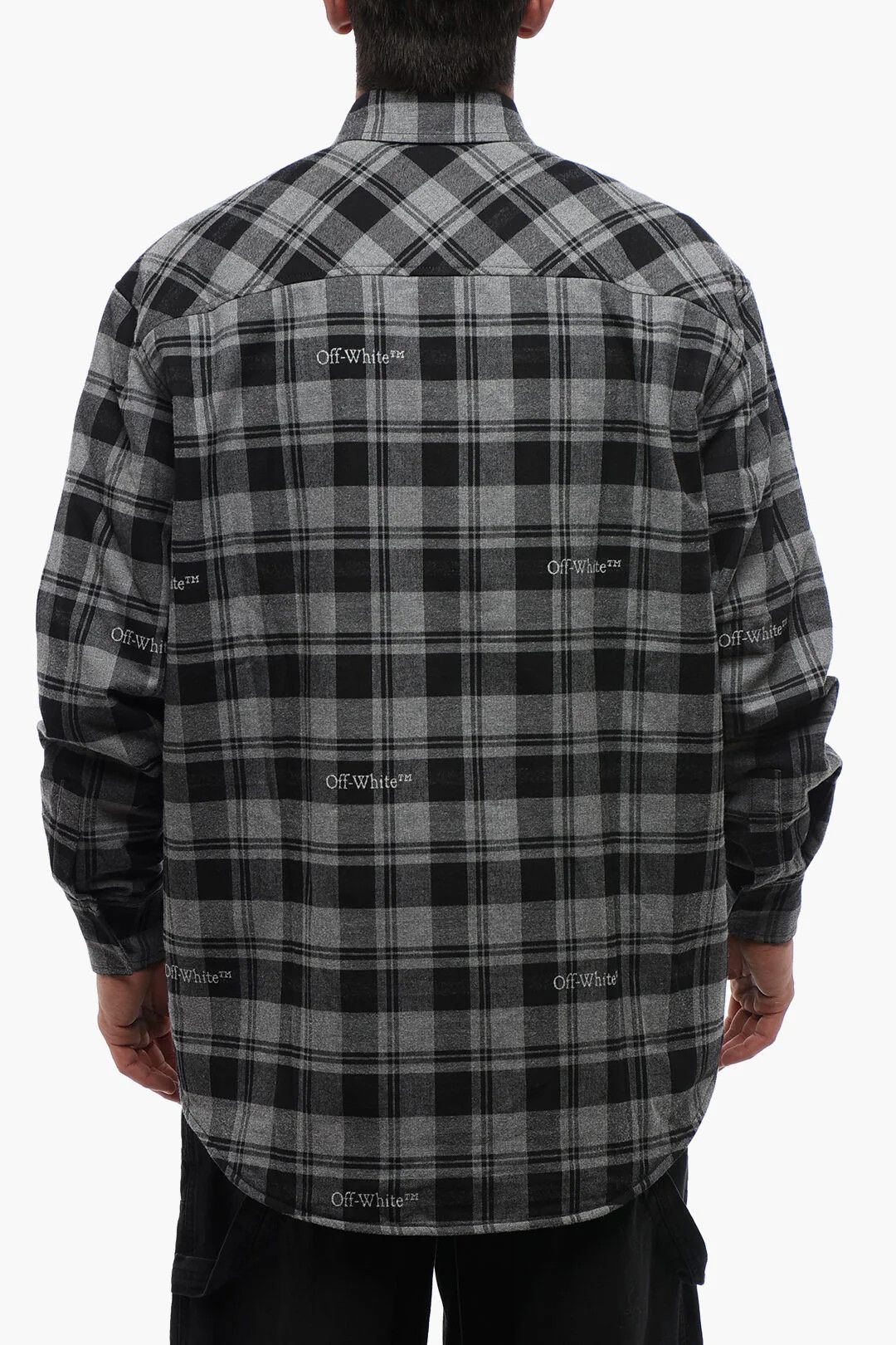 Off-White og1mm0526 Checked Flannel-Lined Overshirt in Gray/Black Size US M / EU 48-50 / 2 - 2 Thumbnail