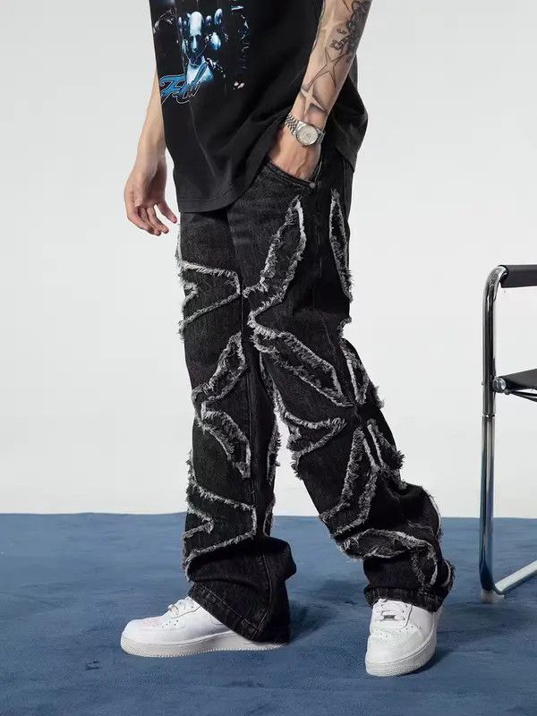 VIBE Retro star heavy washed raw edge jeans Size US 32 / EU 48 - 5 Thumbnail