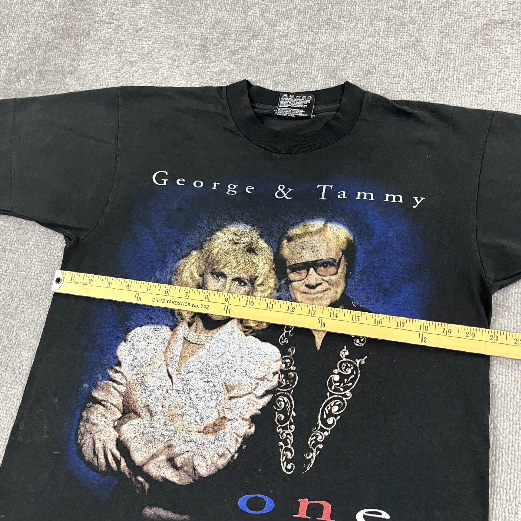 Fruit Of The Loom VTG George & Tammy Shirt Men Large Black 1995 Look What They Started 90s Country Graphic Print T-Shirt Mens Size US L / EU 52-54 / 3 - 7 Thumbnail