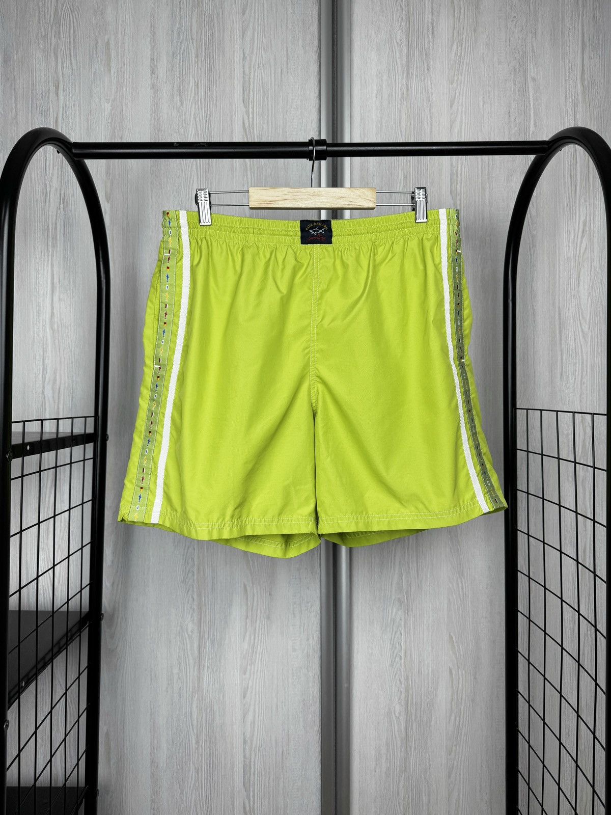 Paul & Shark Paul & Shark acid green swimwear shorts with stripes size L Size US 34 / EU 50 - 1 Thumbnail
