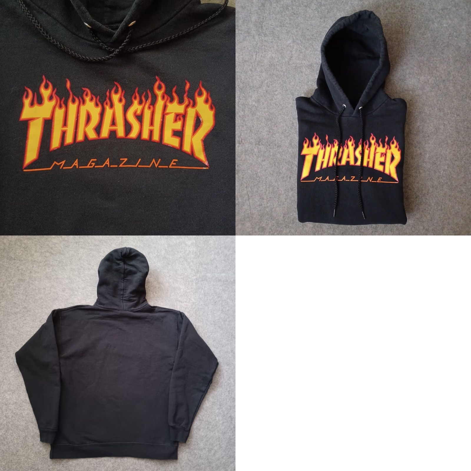 Thrasher Thrasher Womens Hoodie Small Black Sweatshirt Fire Logo Skateboarding Pullover Hooded Pocket Size S / US 4 / IT 40 - 9 Thumbnail