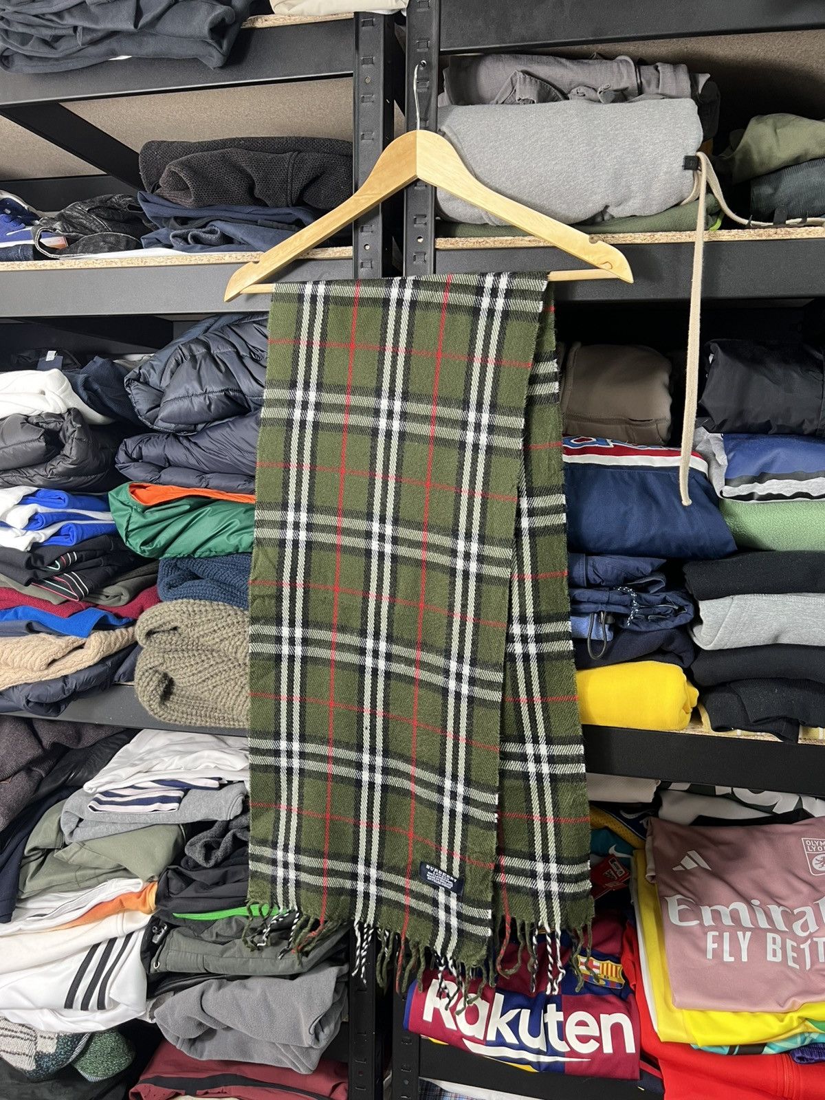 Burberry Burberry Scarf Nova Check Green Lambswool Size ONE SIZE - 4 Thumbnail
