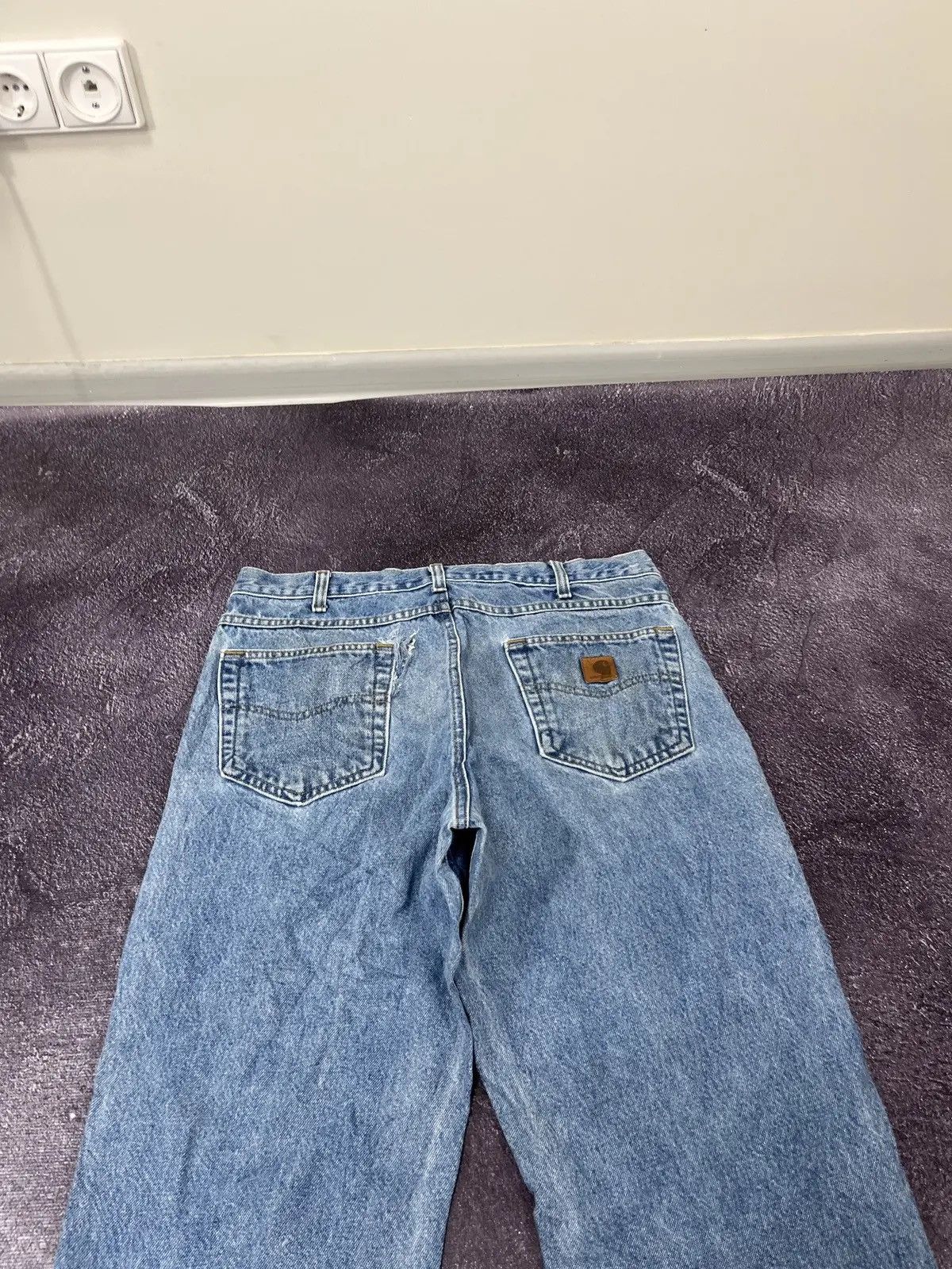 Carhartt × Vintage Vintage Carhartt Faded Light Blue Work Denim Hype Jeans Size US 35 - 4 Thumbnail