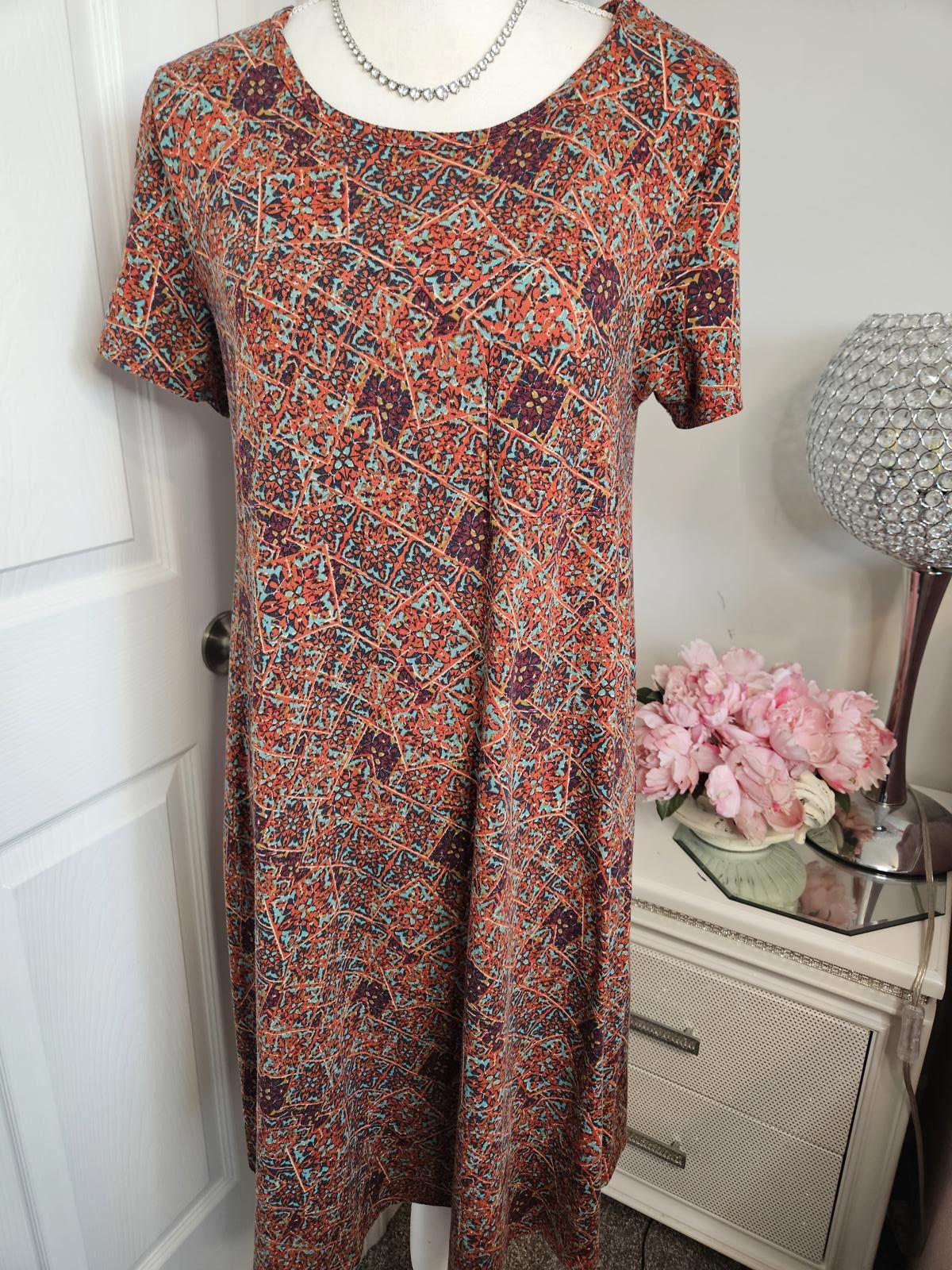Designer Lularoe Printed Casual Dress with Pocket #195 Size S / US 4 / IT 40 - 1 Thumbnail