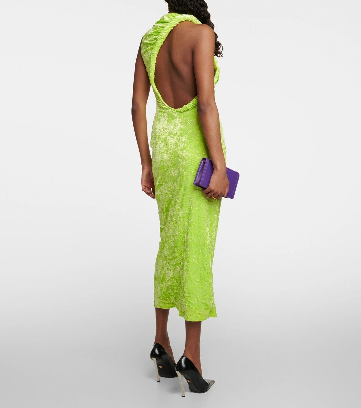 Versace o1y0226 Midi Dress in Green Size S / US 4 / IT 40 - 5 Thumbnail
