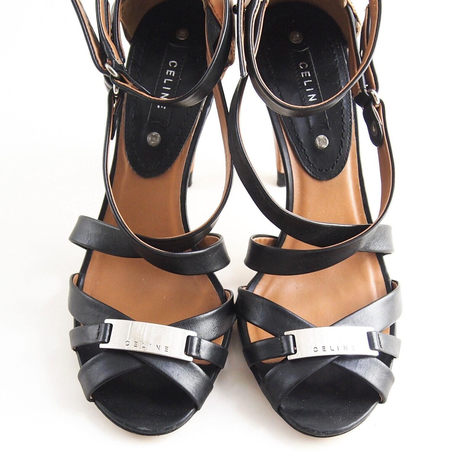 Celine Celine Strappy Sandals Black Beige Leather Size US 8 EU 38 Size US 8 / IT 38 - 4 Thumbnail