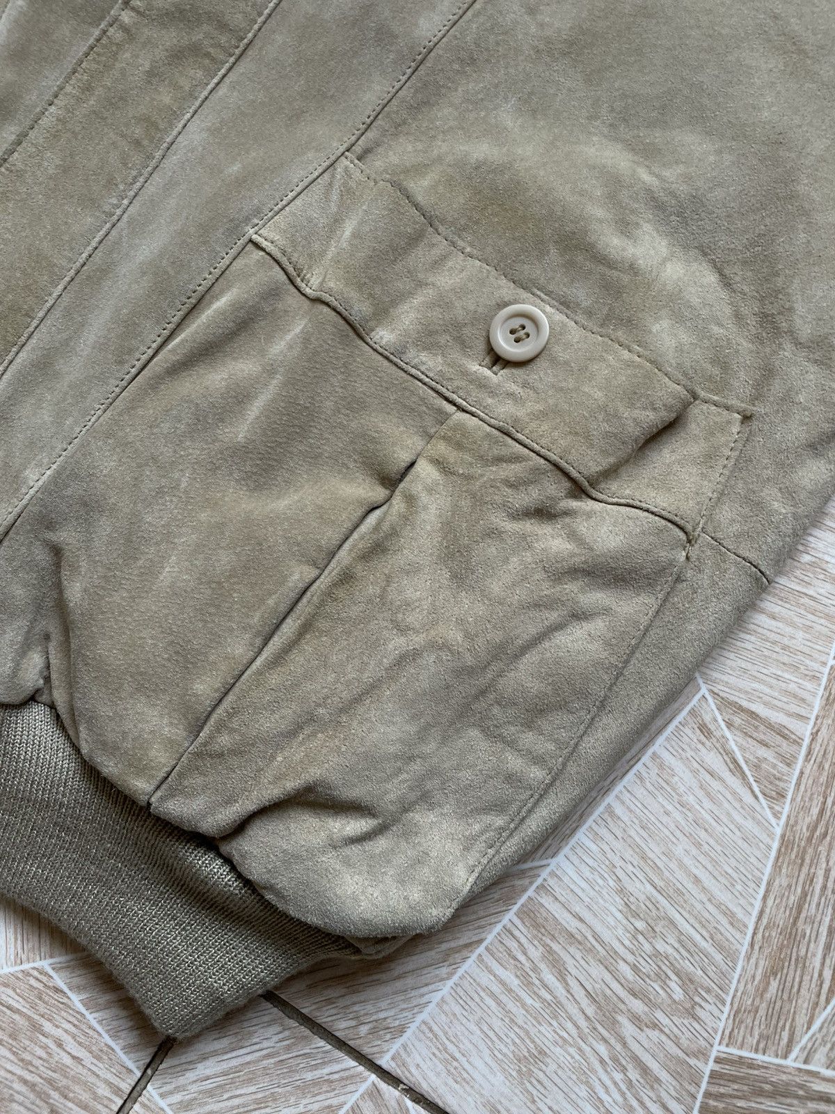 Designer × Leather × Vintage Real Leather Echtes Leder Cuir Veritable Suede Bomber Jacket Size US L / EU 52-54 / 3 - 6 Thumbnail