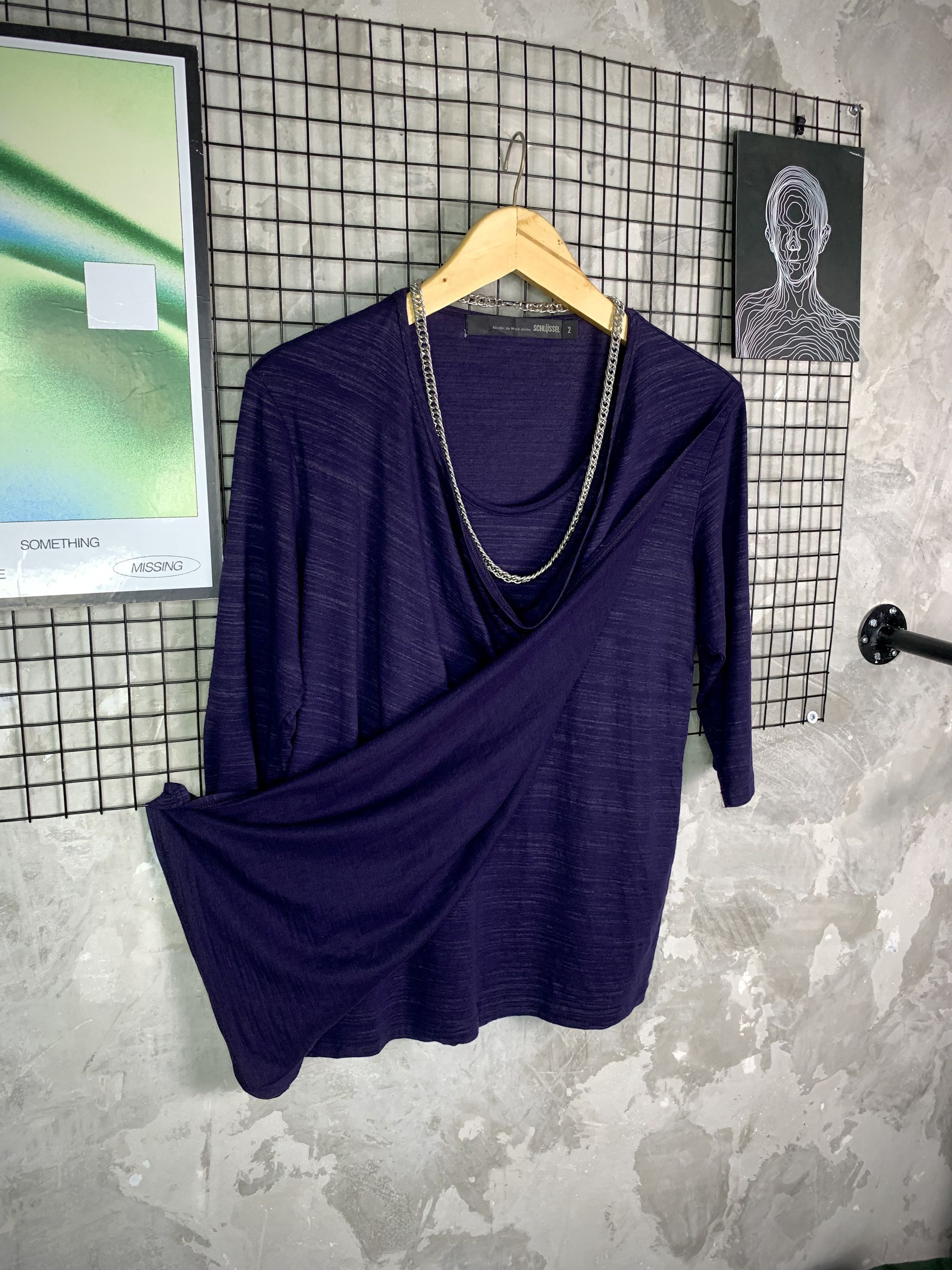 Schlussel Schlussel Goth Asymmetric Draped Cowl Neck LongSleeve Size US S / EU 44-46 / 1 - 4 Thumbnail