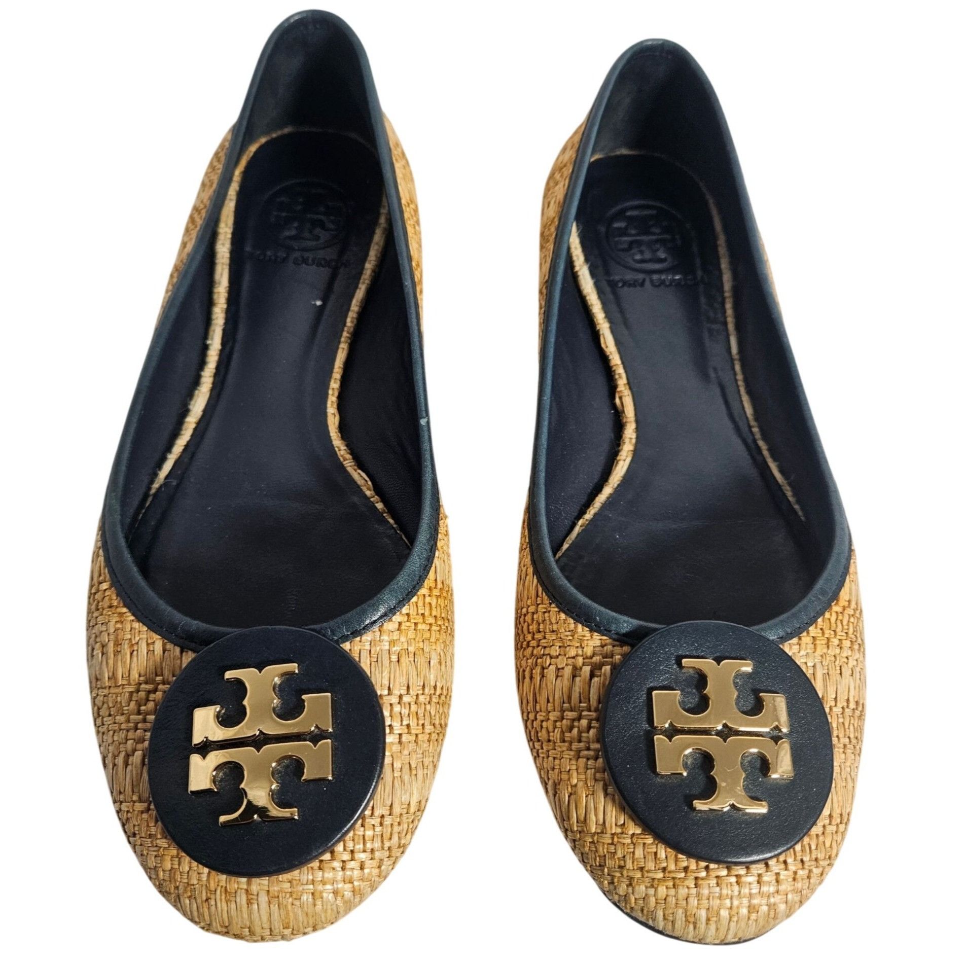 Tory Burch Tory Burch Women Raffia Flats Black 8M Coastal, Old Money, C Size US 8 / IT 38 - 2 Thumbnail