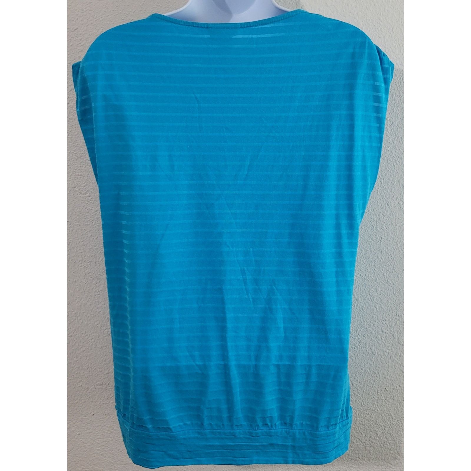Chicos Chico's Blue Sleeveless Round Neck Top 1 M 8 10 Banded Waist Size M / US 6-8 / IT 42-44 - 3 Thumbnail