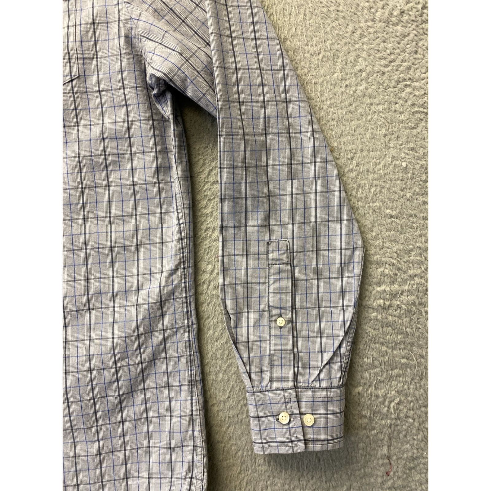Vintage JACHS Dress Shirt Mens Large Gray Plaid Geometric Button Up Slim /80-88 Size 42R - 3 Thumbnail