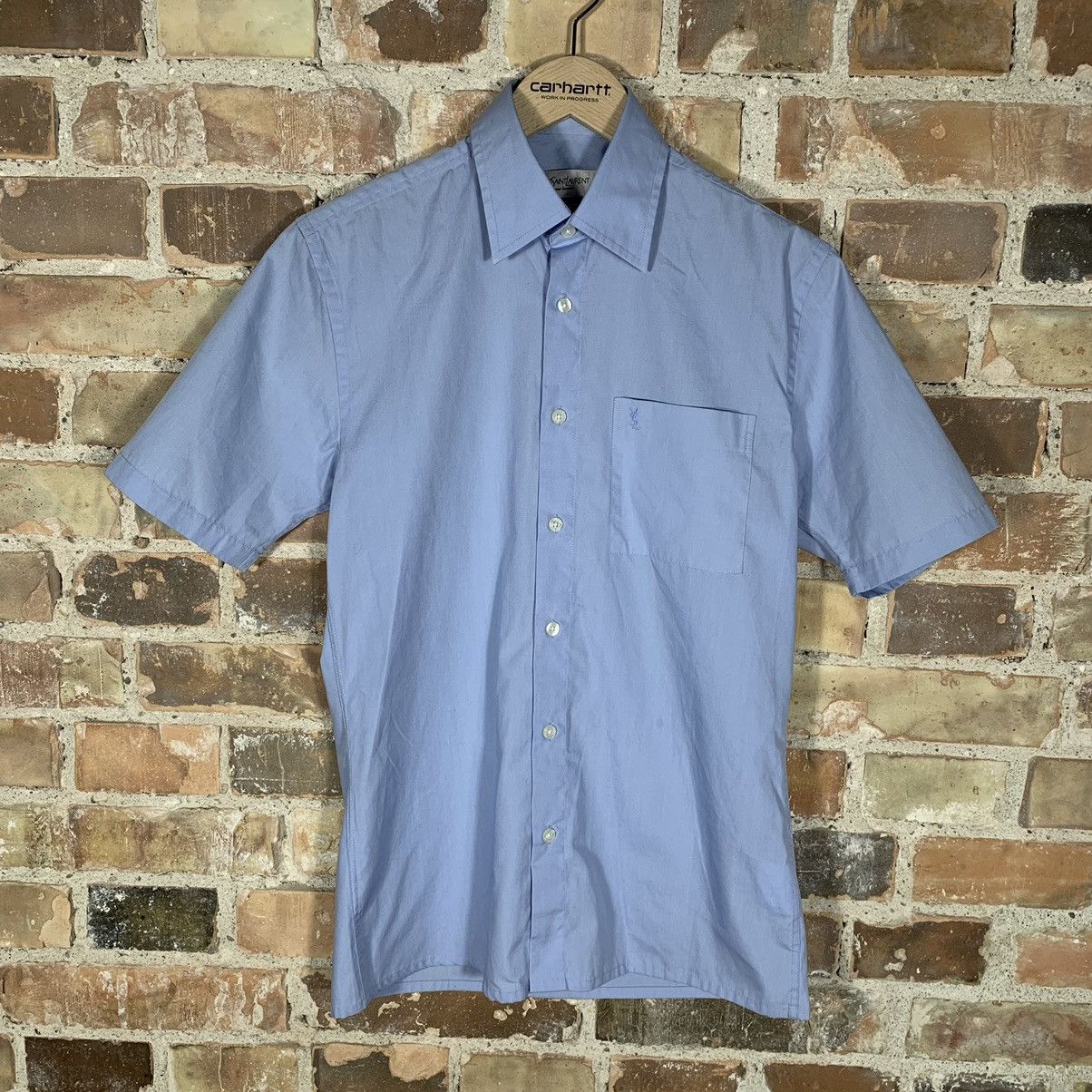 Vintage × Yves Saint Laurent Yves Saint Laurent Button Up Tshirt Tee Short Sleeve Shirt Size US S / EU 44-46 / 1 - 1 Thumbnail