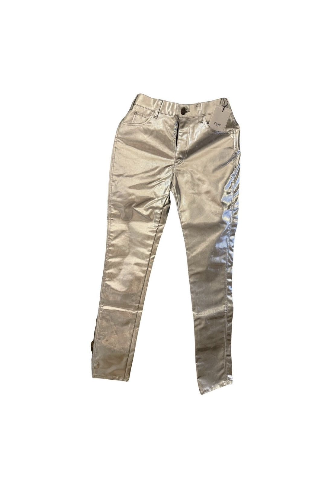 Celine NWT Celine Silver Coated 4 Pocket Trousers Size 28" / US 6 / IT 42 - 1 Thumbnail