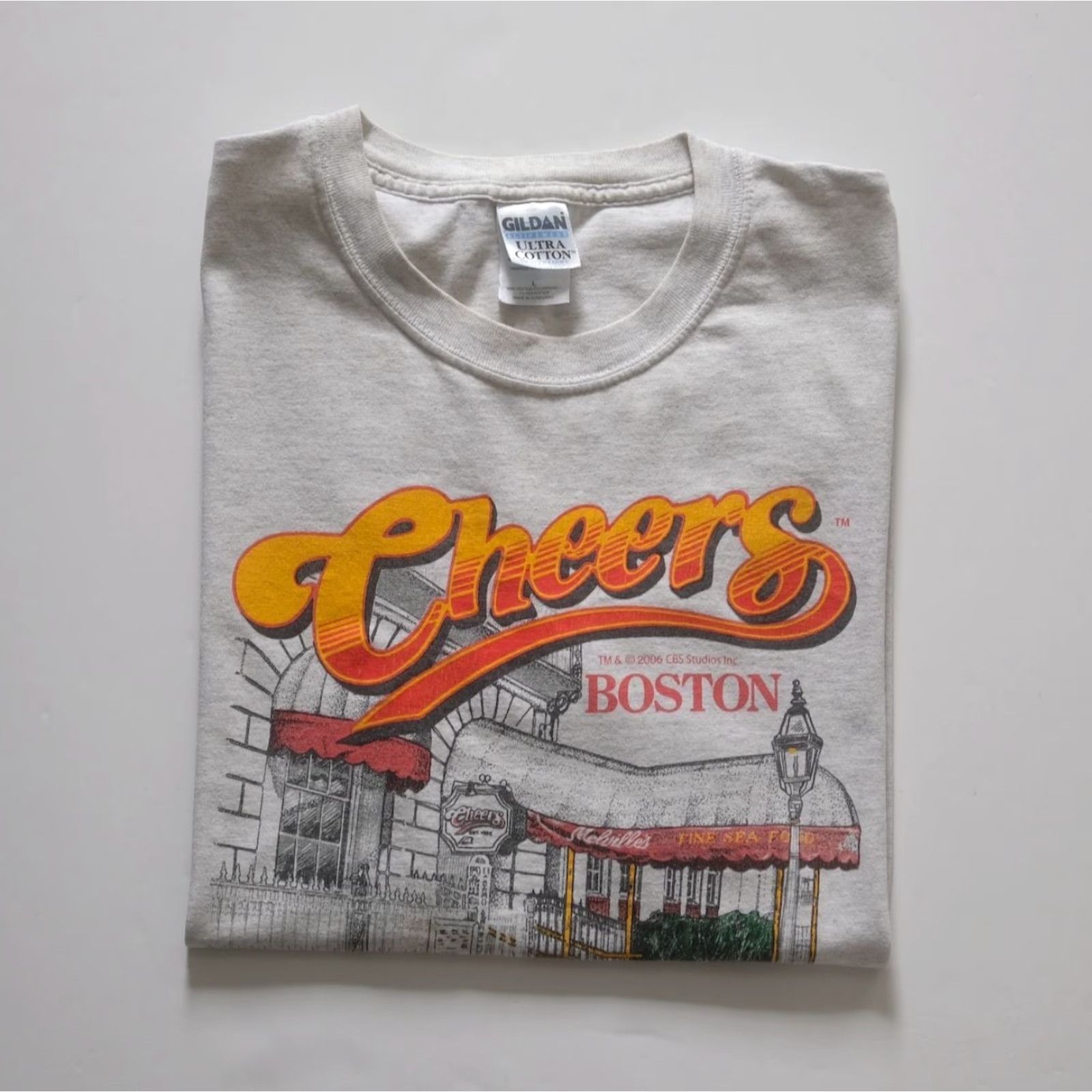 Gildan CHEERS BOSTON TV MOVIE PROMO Gildan Ultra Cotton T-Shirt Gray L Men Vintage 2000s Y2K Birthday Beer Crew Neck Short Sleeve Size US L / EU 52-54 / 3 - 5 Thumbnail