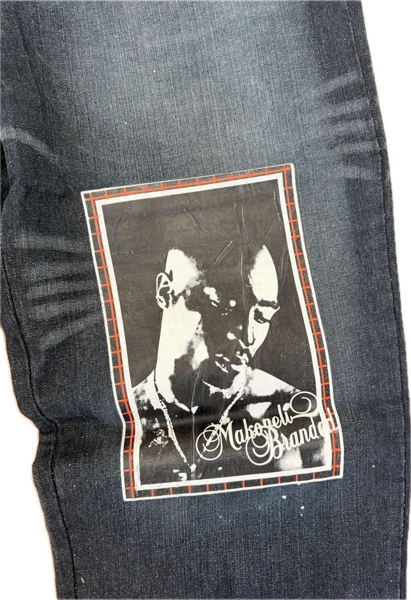 Makaveli 2Pac Printed Out Denim Jeans Size US 38 / EU 54 - 2 Thumbnail
