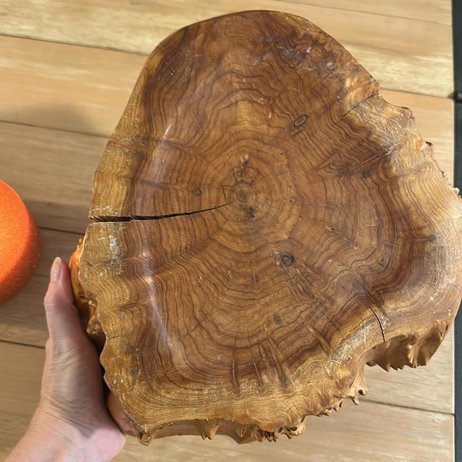 Vintage Stunning Burlwood Birdseye Wooden Bowl Vintage 12.5” Size ONE SIZE - 6 Thumbnail