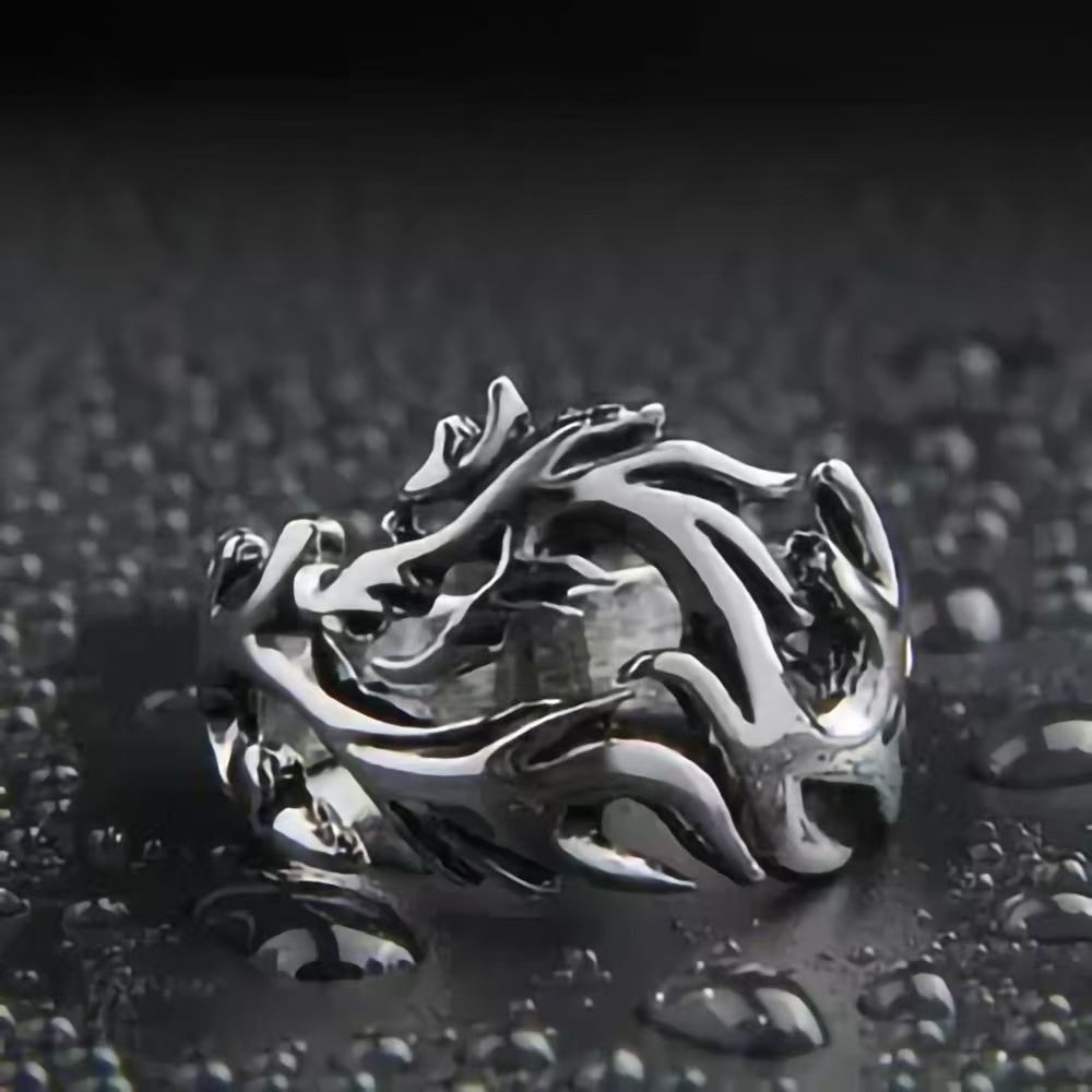 Jewelry Retro Punk Dragon Open Adjustable Ring Size ONE SIZE - 4 Thumbnail
