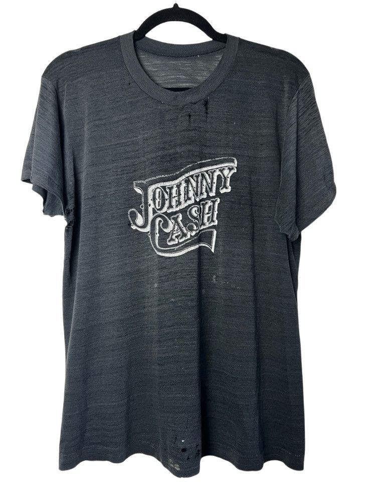 Vintage RARE Vintage 1980's Johnny Cash Ultra Thin T-Shirt Size US M / EU 48-50 / 2 - 1 Thumbnail