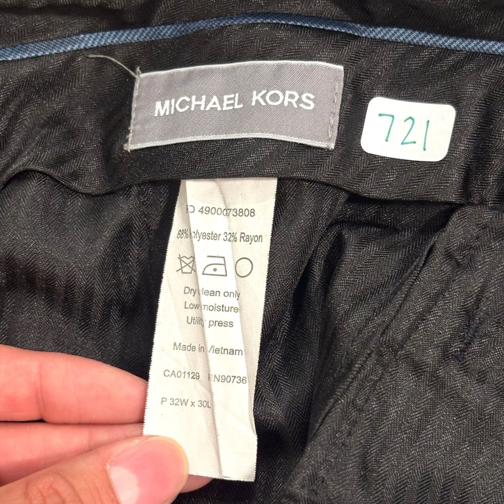 Michael Kors Michael Kors Mens Navy Blue Dress Pants Flat Front Trousers 32W x 30L Size US 33 - 2 Thumbnail