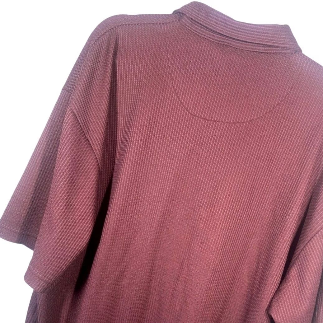 Vintage Ron Chereskin Men's XXL Burgundy Textured Polo Shirt Short Sleeve Button Up Size US XXL / EU 58 / 5 - 2 Thumbnail